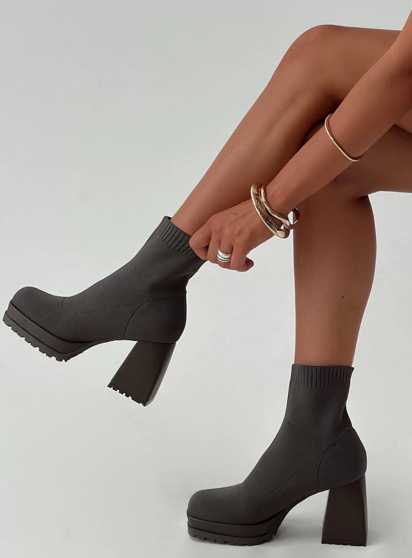Princess Polly Boots | Malayah Knit Boots Olive Green