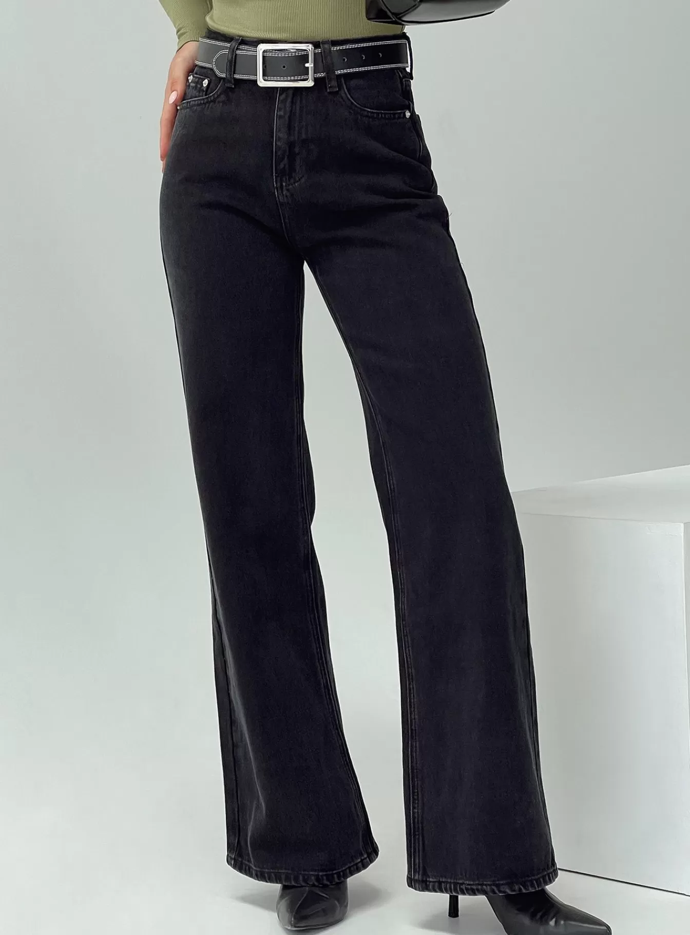 Princess Polly Jeans | Maple Flare Jeans Washed Black
