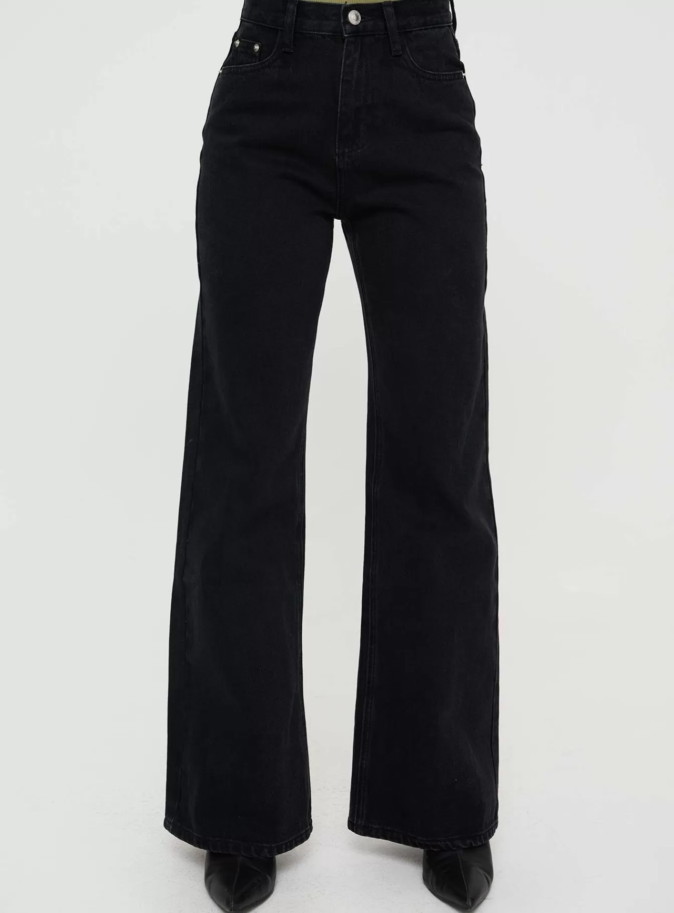 Princess Polly Jeans | Maple Flare Jeans Washed Black