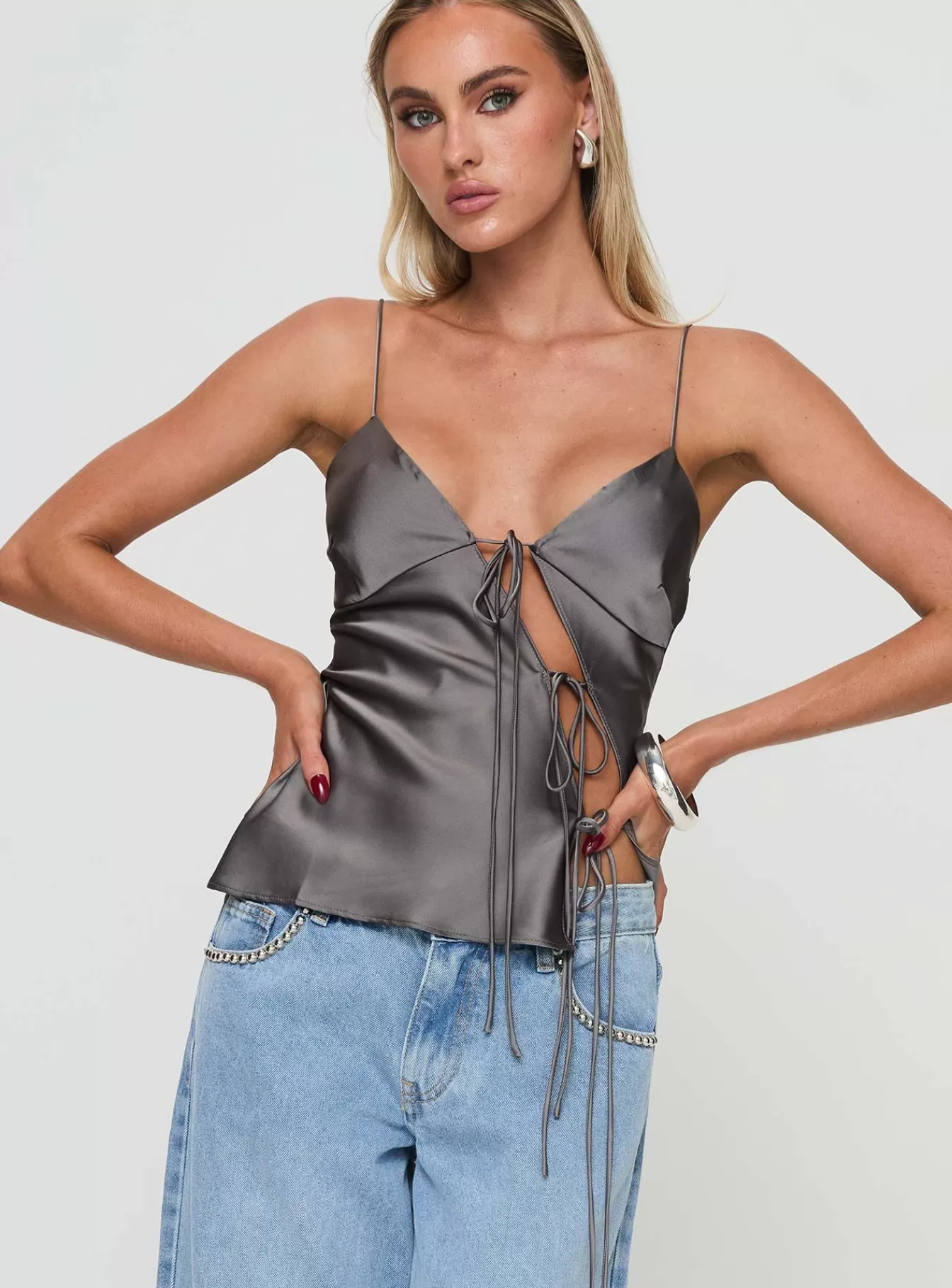 Princess Polly Party Tops | Mariah Top Grey