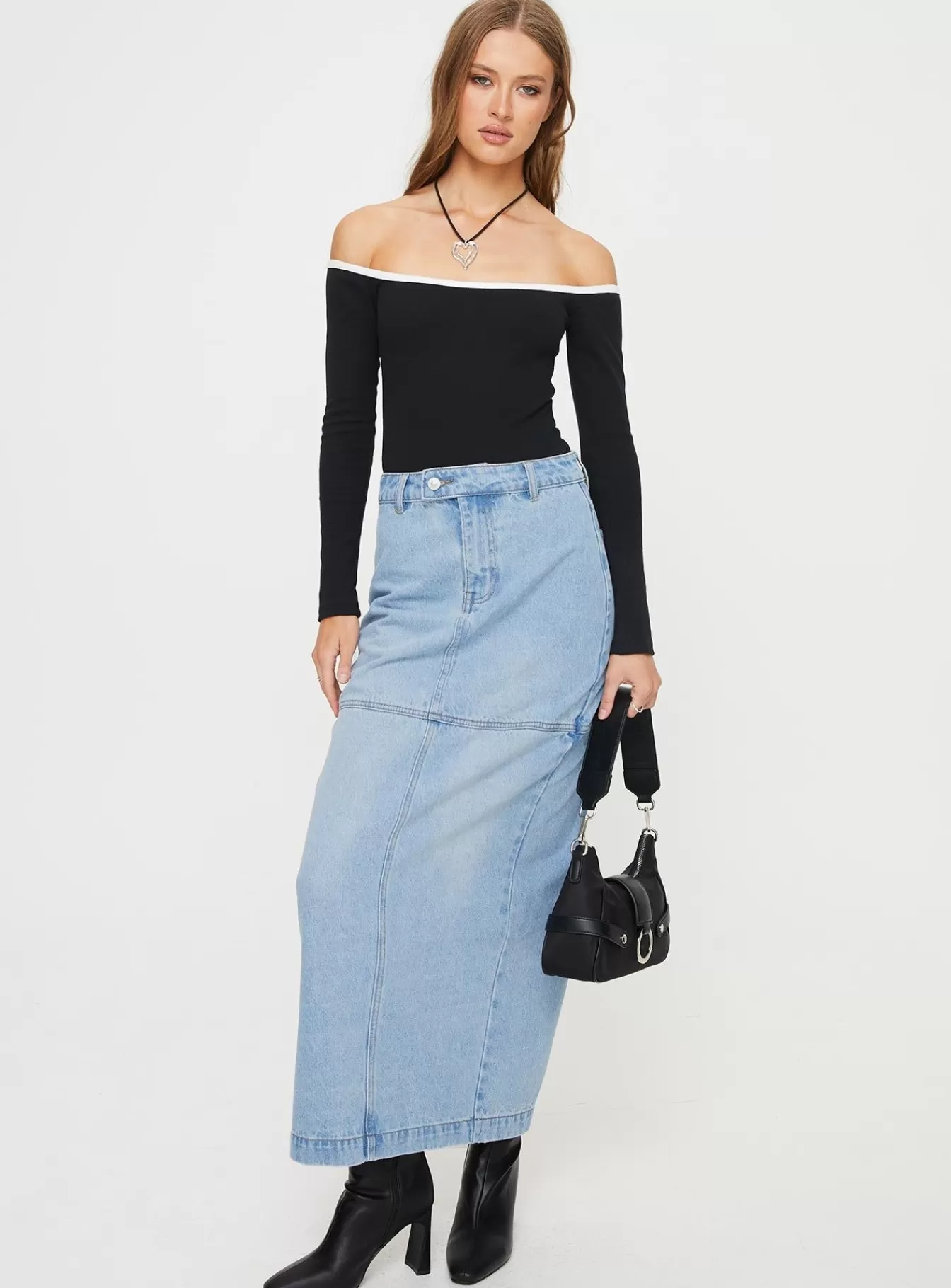 Princess Polly Jeans | Markanna Denim Midi Skirt Light Wash