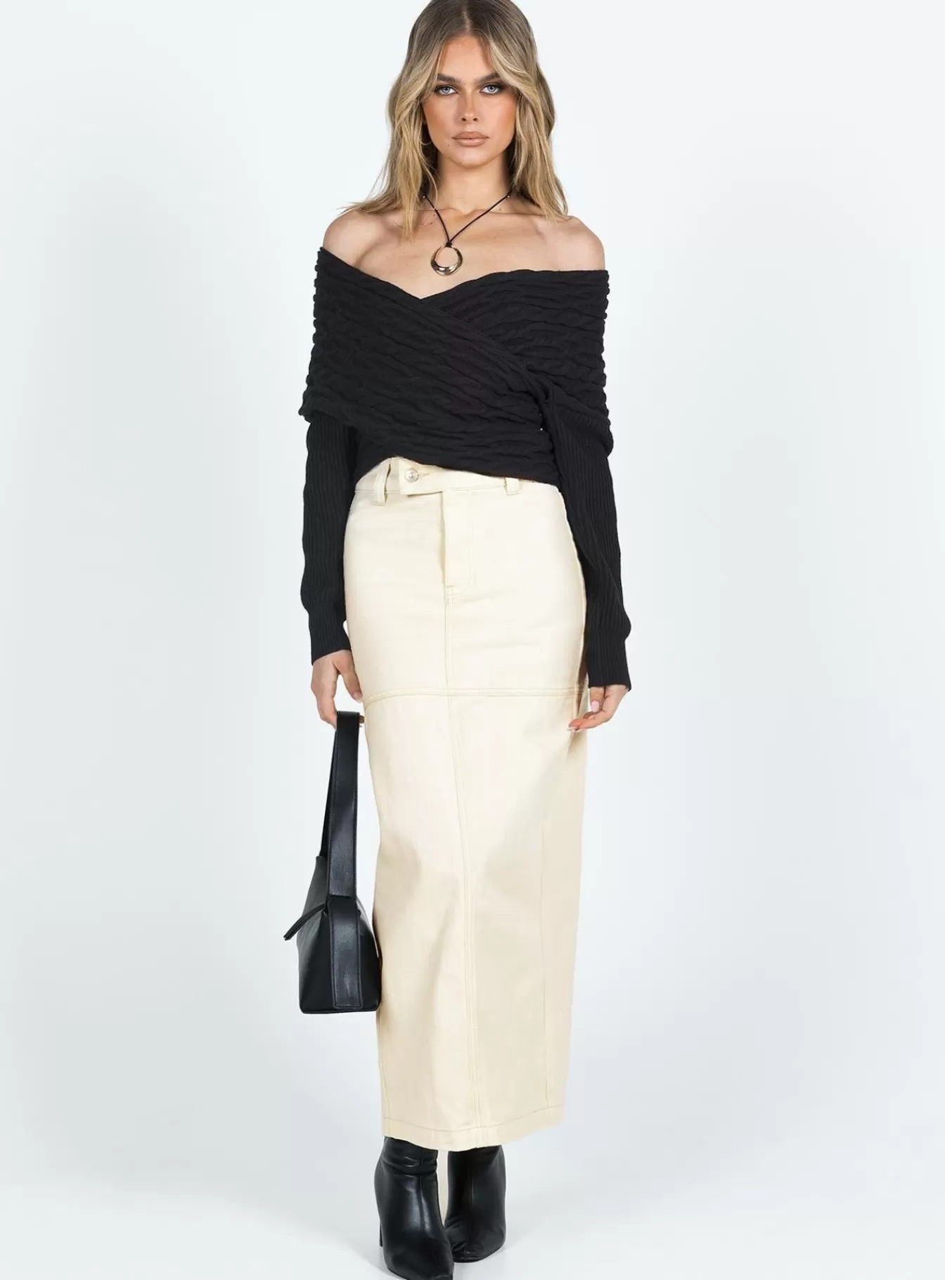 Princess Polly Skirts | Markanna Denim Midi Skirt Cream