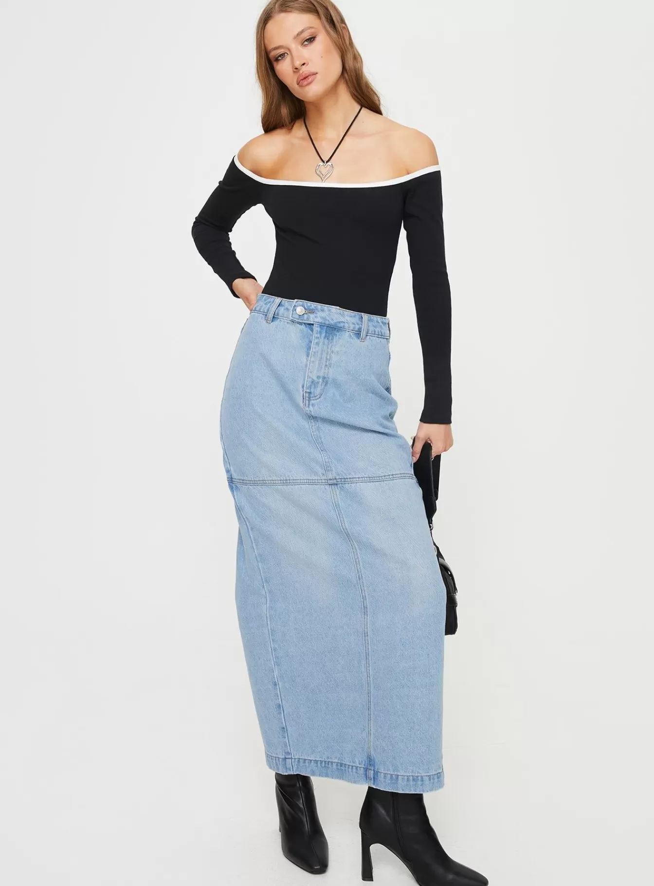 Princess Polly Jeans | Markanna Denim Midi Skirt Light Wash