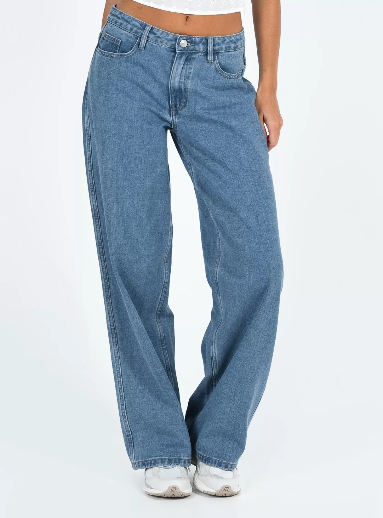 Princess Polly Jeans | Maryanne Mid Rise Relaxed Jeans Mid Wash Denim