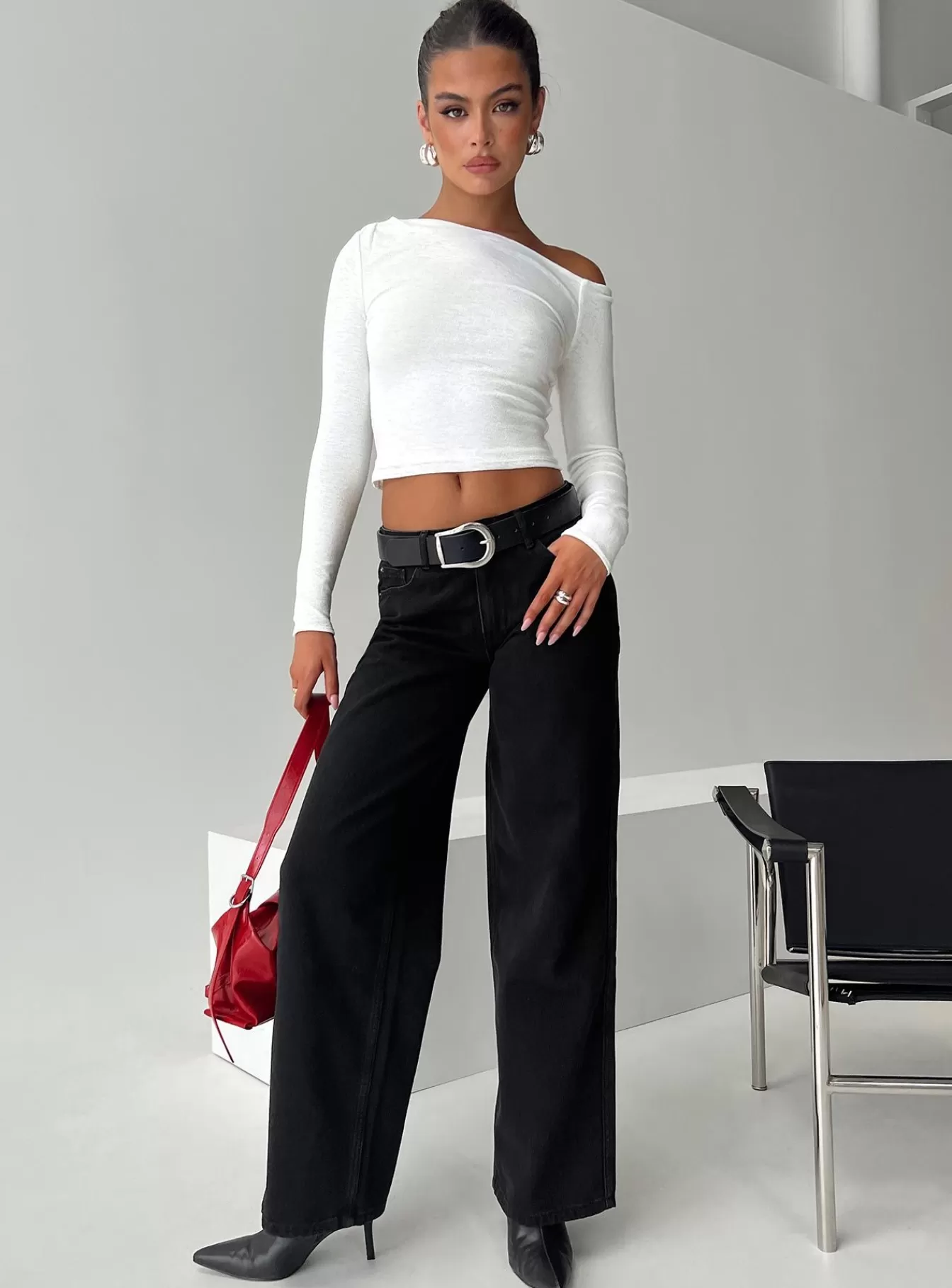 Princess Polly Jeans | Maryanne Mid-Rise Relaxed Jeans Washed Black