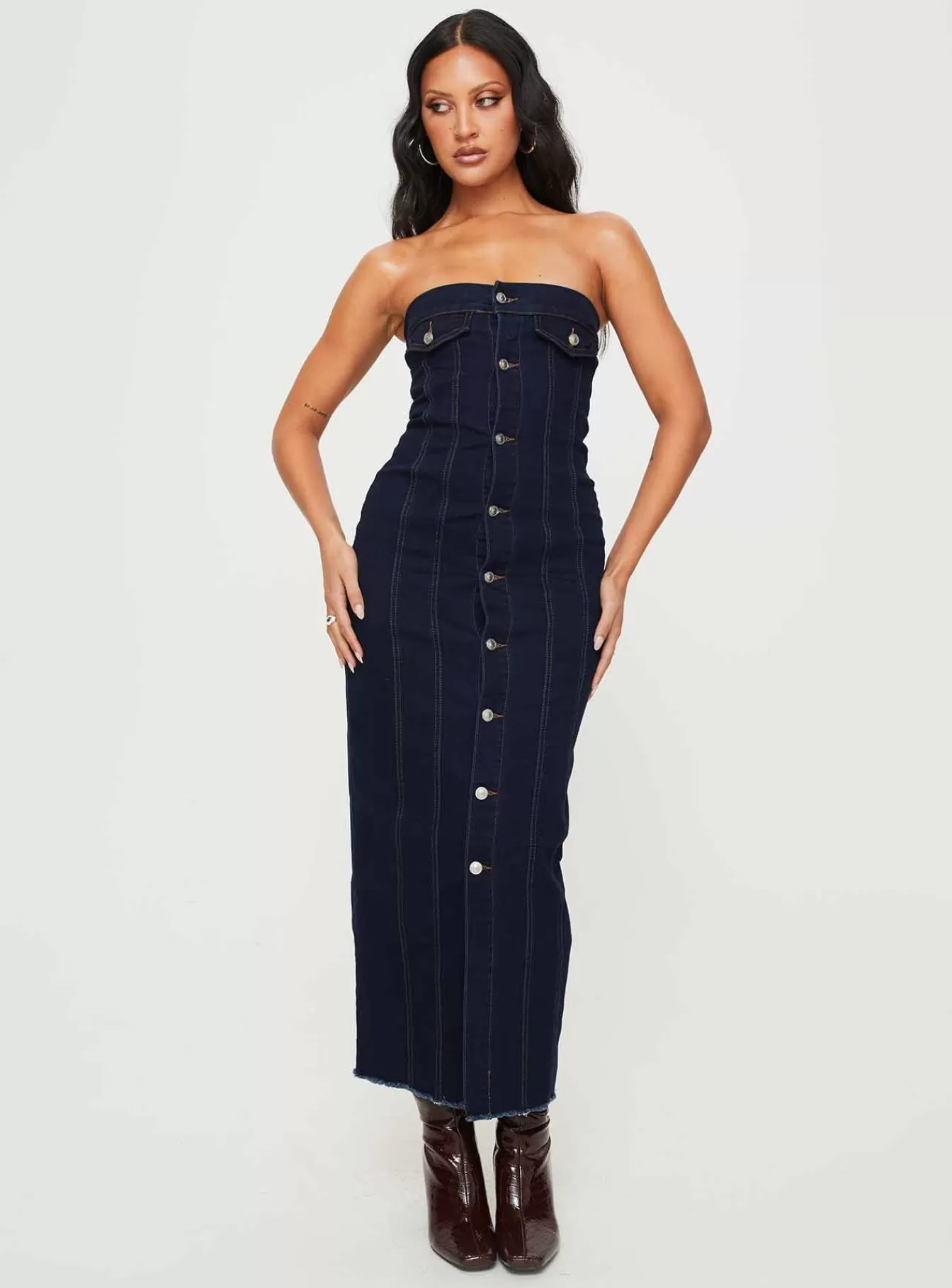 Princess Polly Maxi Dresses | Marza Denim Strapless Maxi Dress Indigo