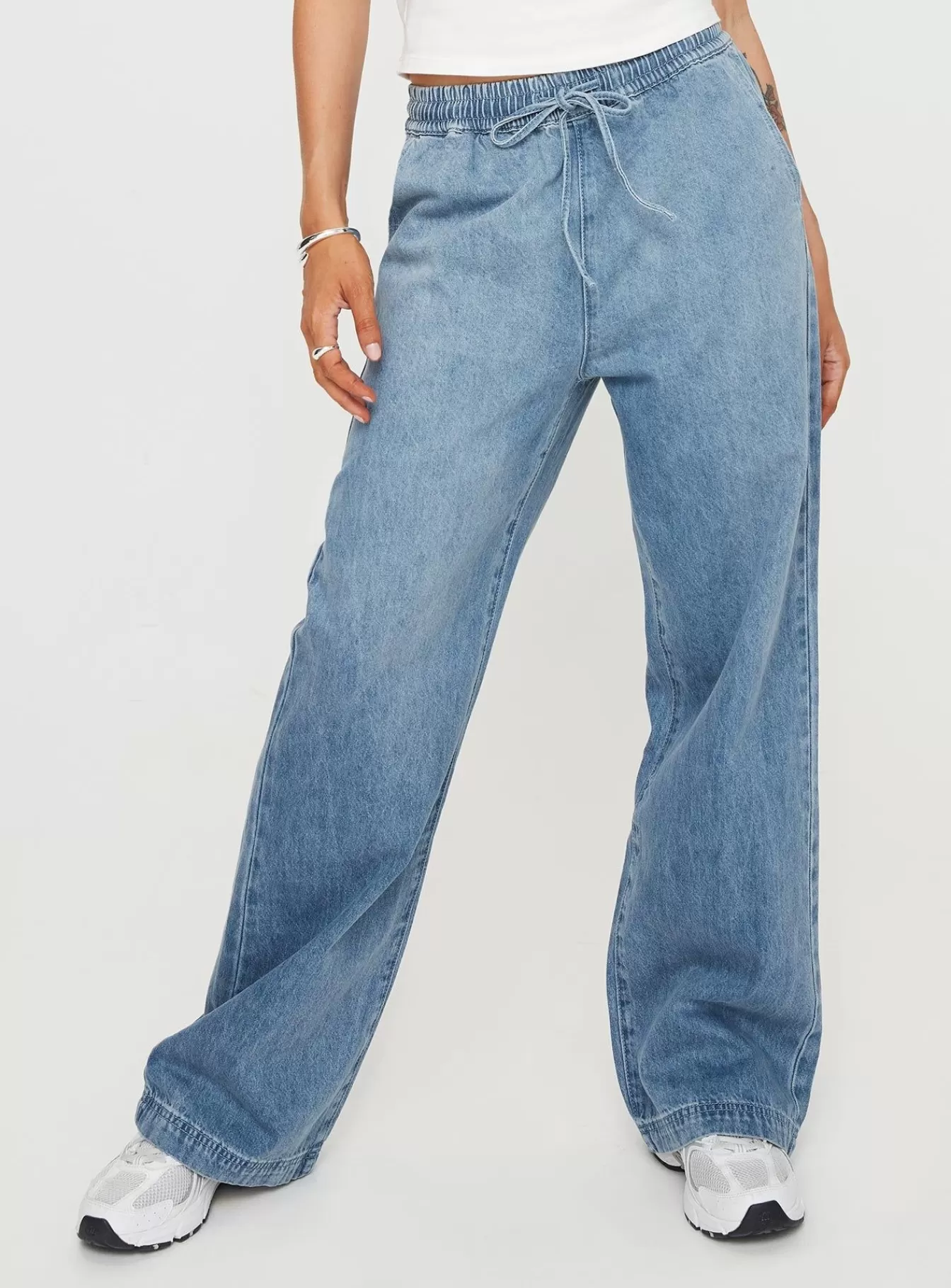 Princess Polly Jeans | Maves Denim Drawstring Pants Mid Wash