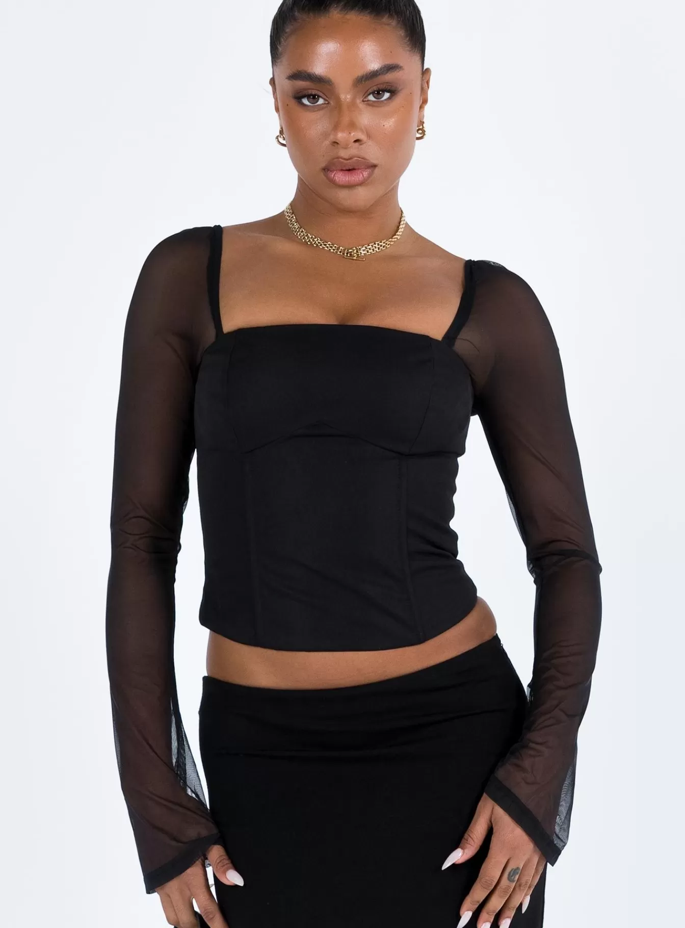 Princess Polly Long Sleeve Tops | Mendi Long Sleeve Top Black