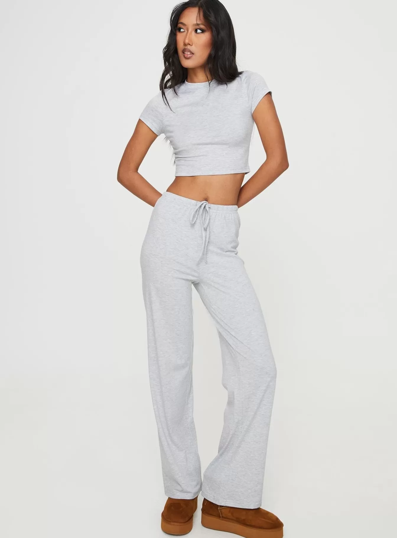 Princess Polly Crop Tops | Midvale Set Grey