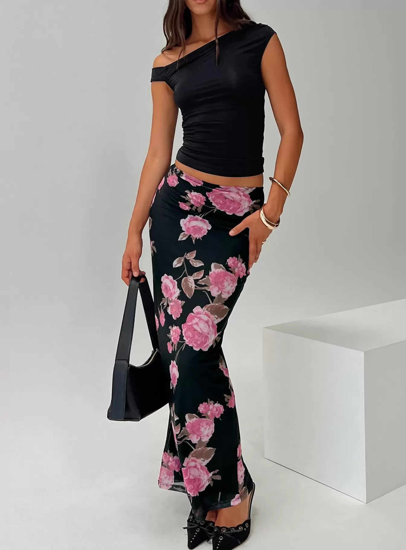 Princess Polly Skirts | Modalla Maxi Skirt Floral Black