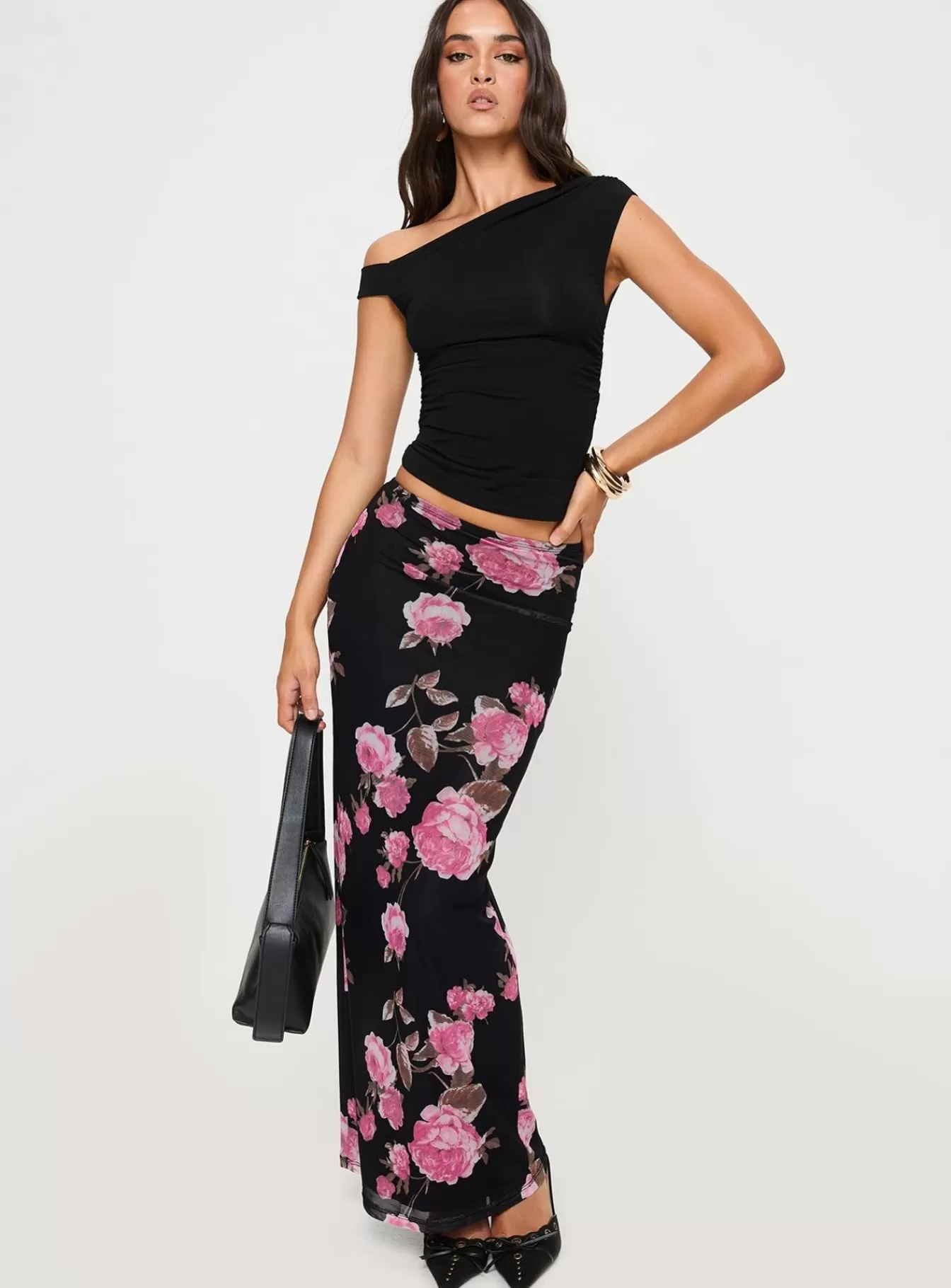 Princess Polly Skirts | Modalla Maxi Skirt Floral Black