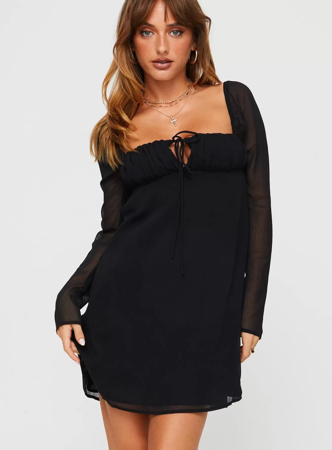 Princess Polly Mini Dresses | Mooney Long Sleeve Mini Dress Black