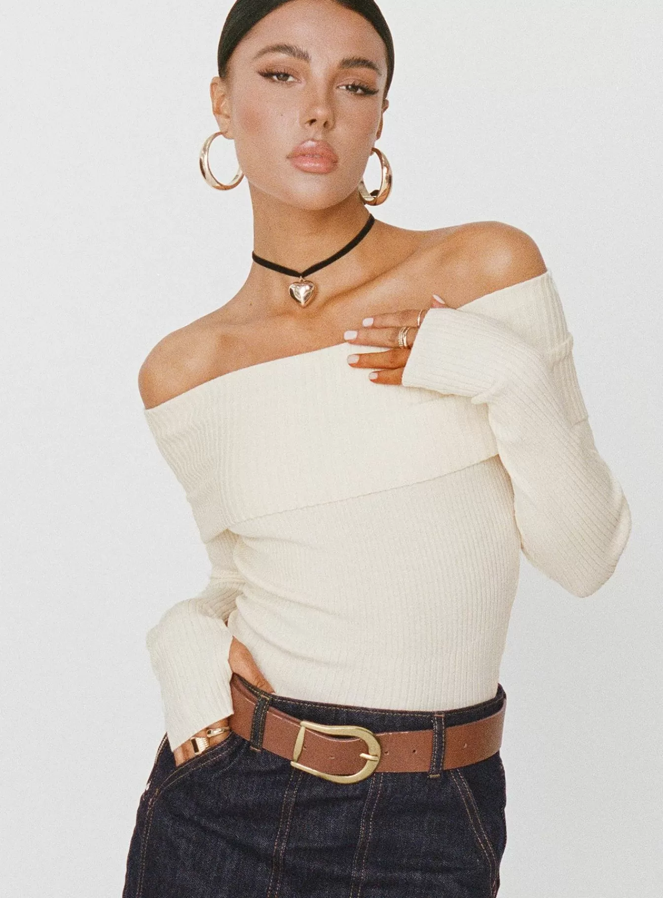 Princess Polly Spring Tops | Morley Off Shoulder Sweater Cream
