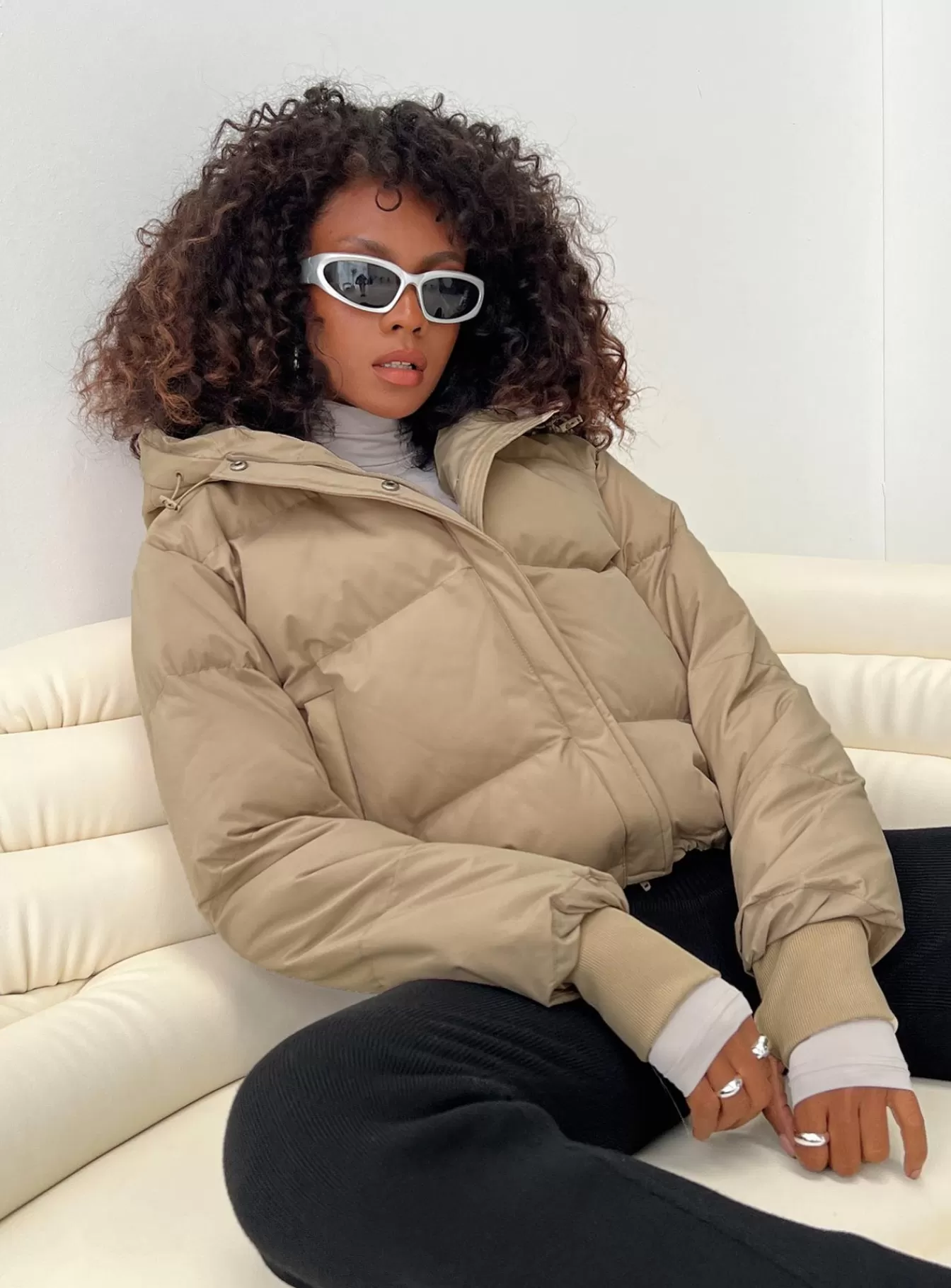 Princess Polly Puffer Jackets | Morrie Hooded Puffer Jacket Latte