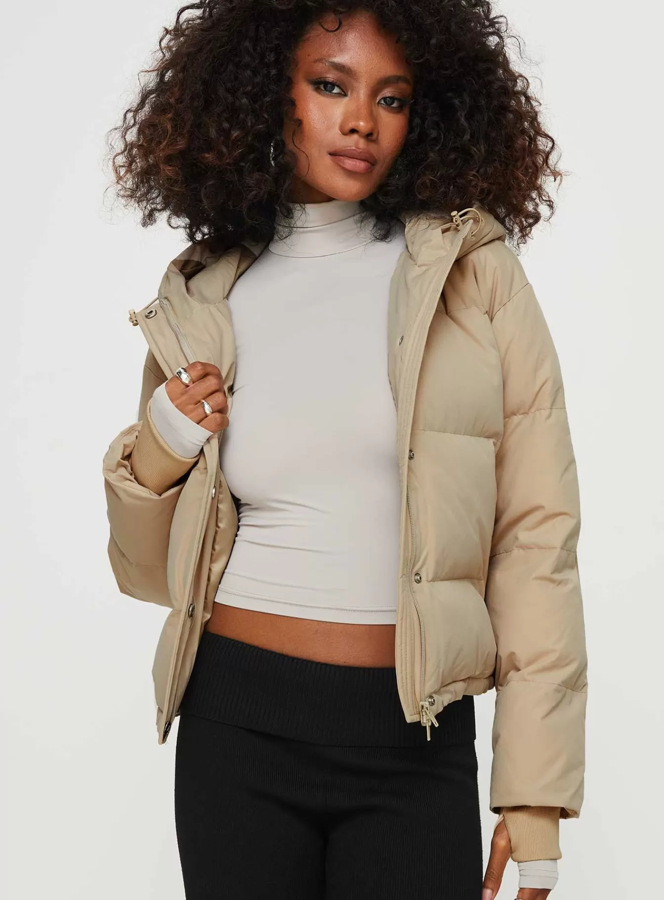 Princess Polly Puffer Jackets | Morrie Hooded Puffer Jacket Latte