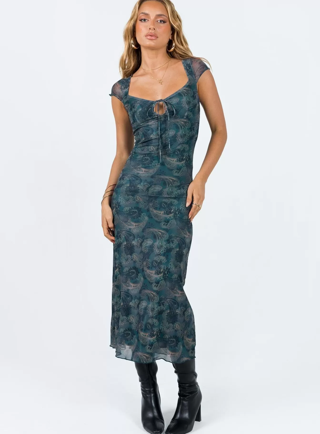 Princess Polly Midi Dresses | Motel Lunama Dress Tonal Paisley Blue