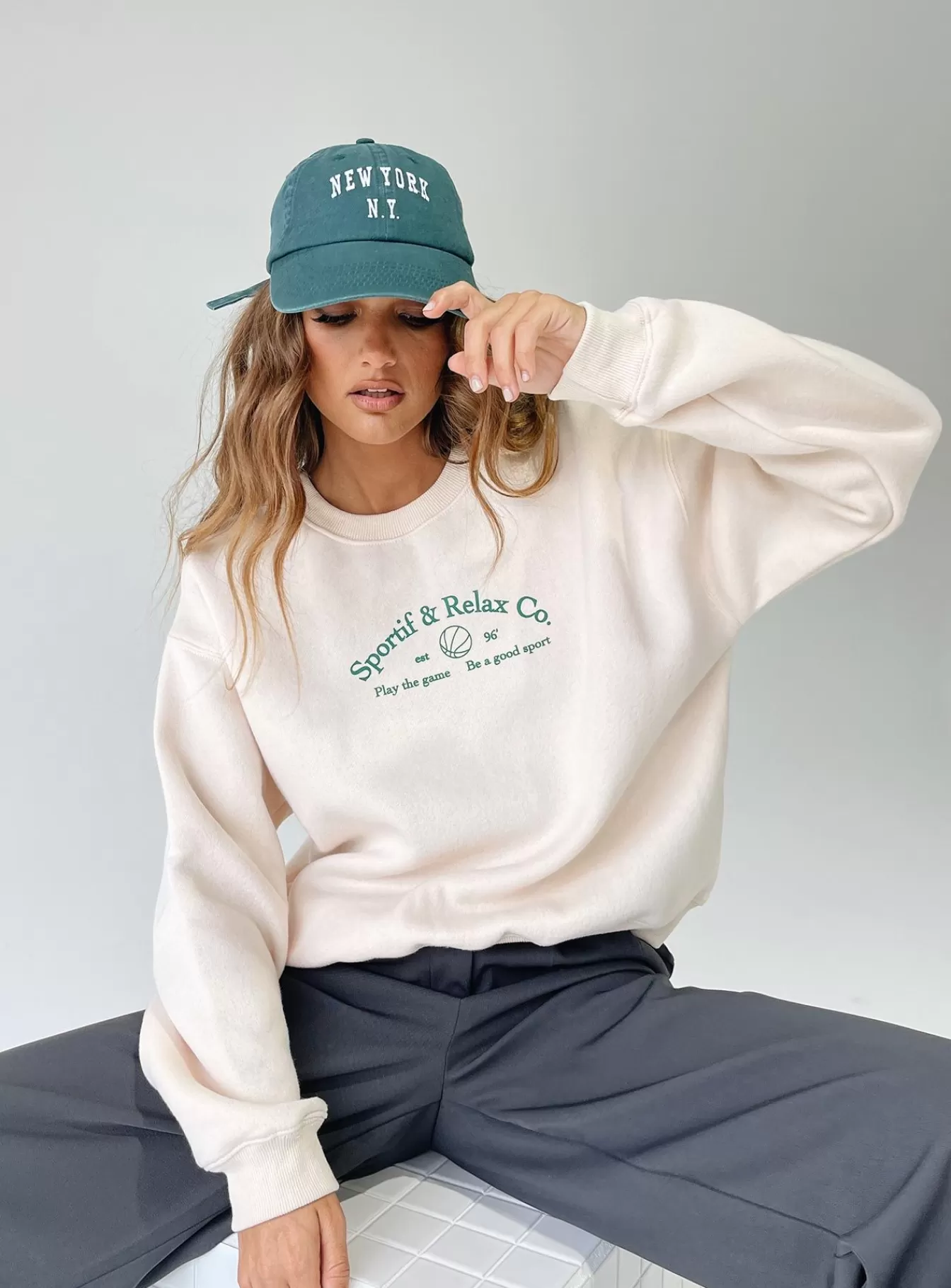Princess Polly Sweatshirts & Hoodies | Mvp Oversized Crewneck Sweatshirt Cream