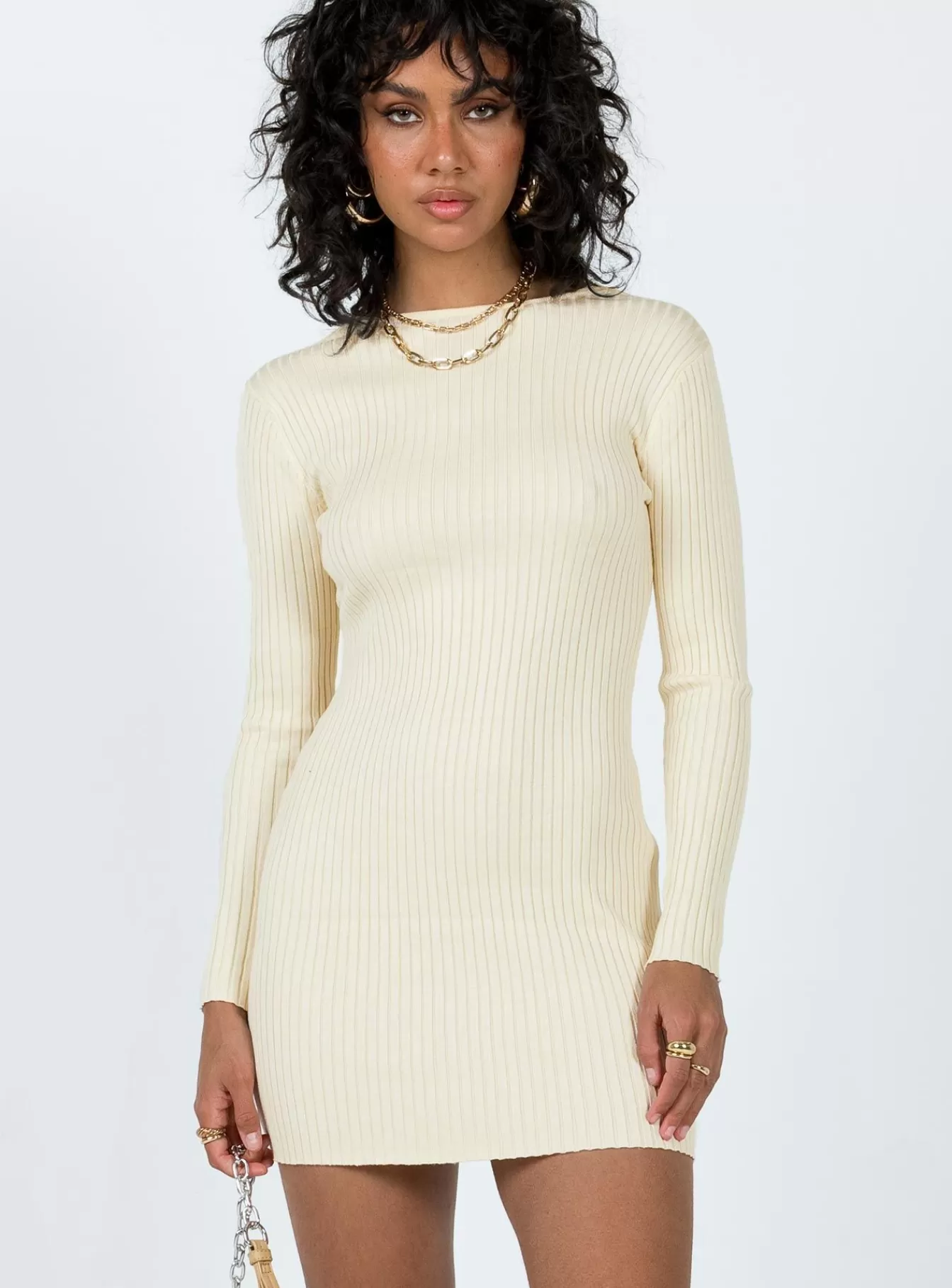 Princess Polly Mini Dresses | Nadine Long Sleeve Mini Dress Cream