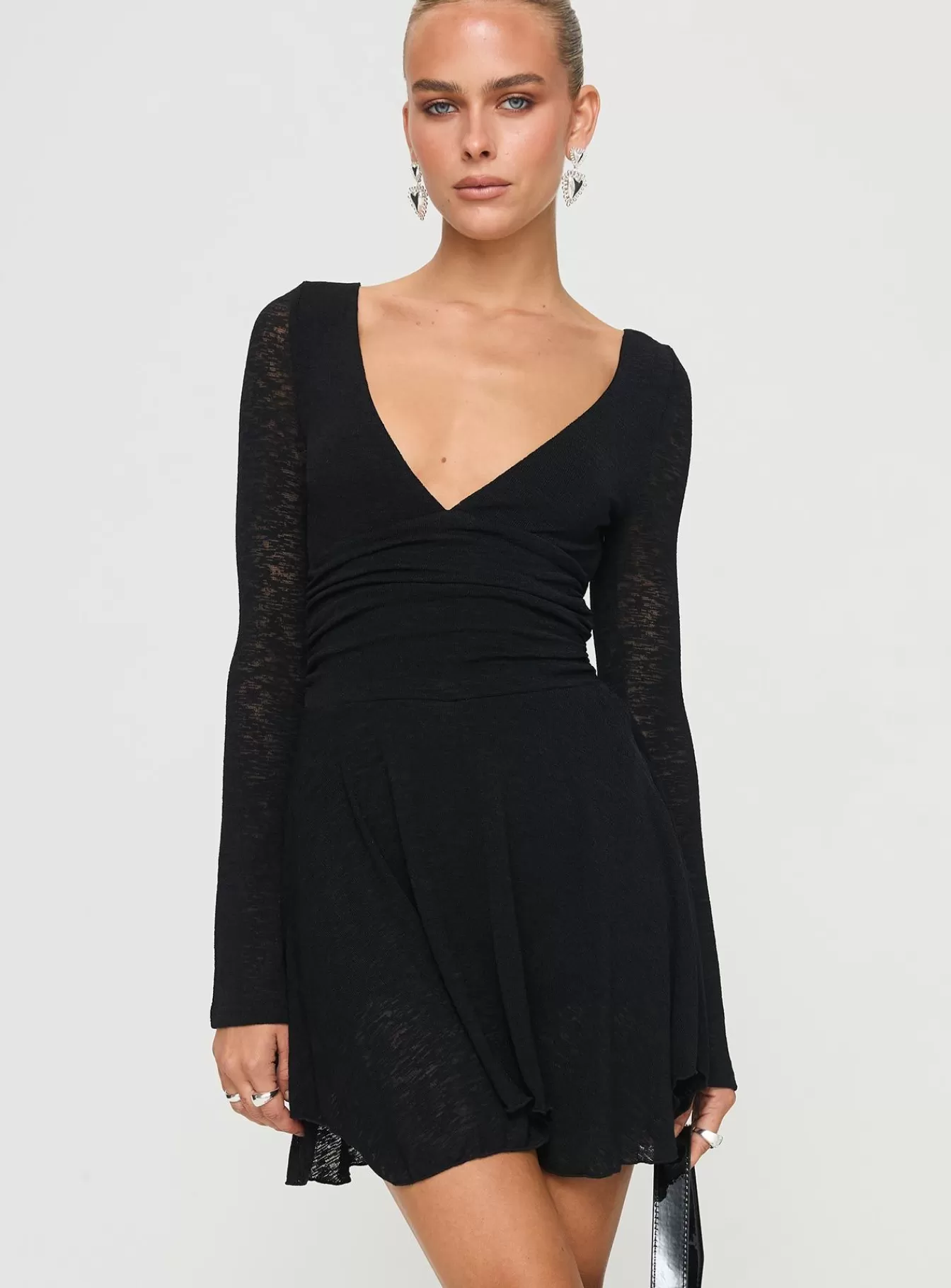 Princess Polly Black Dresses | Nautia Long Sleeve Romper Black