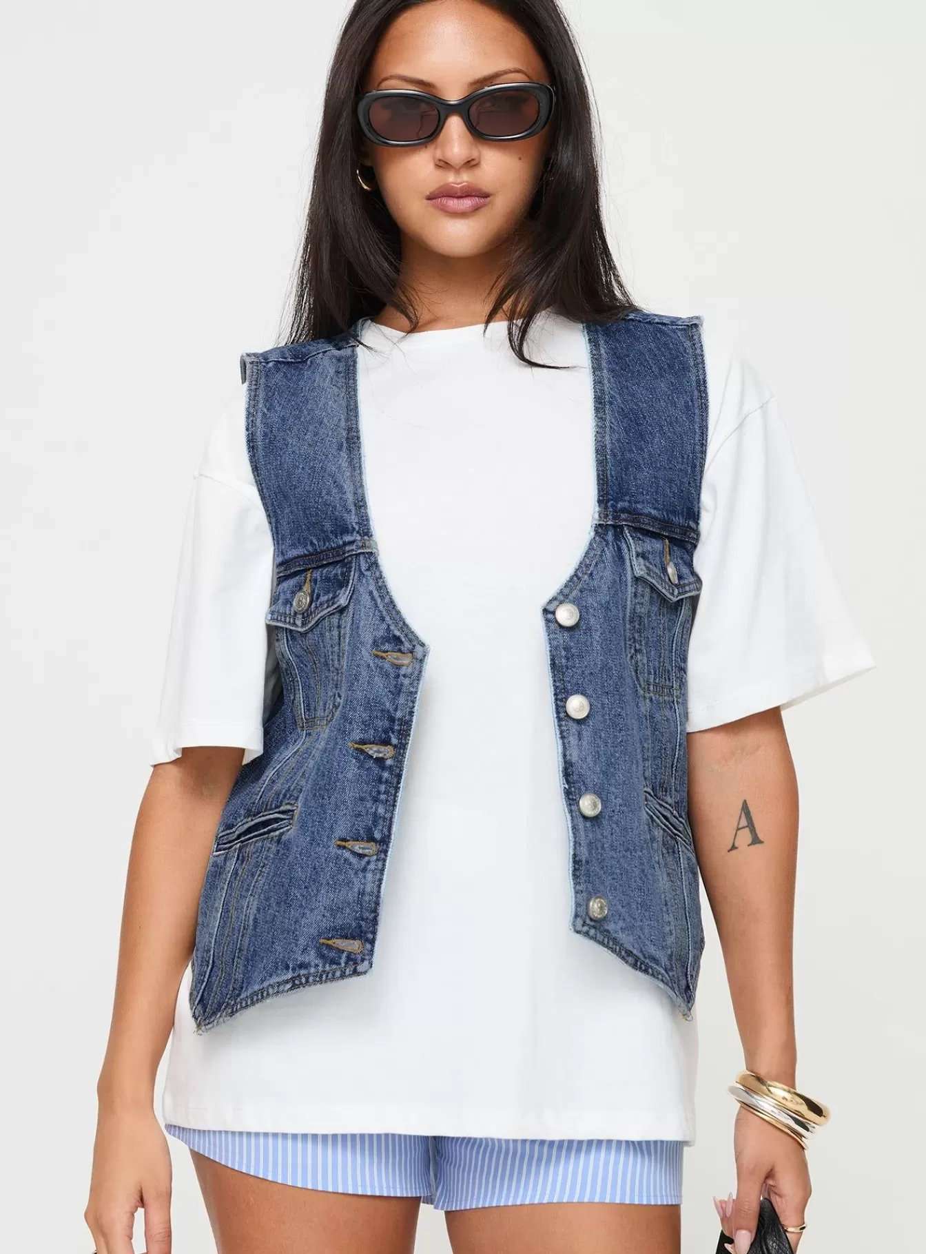 Princess Polly Denim Jackets | Neils Oversized Vest Denim