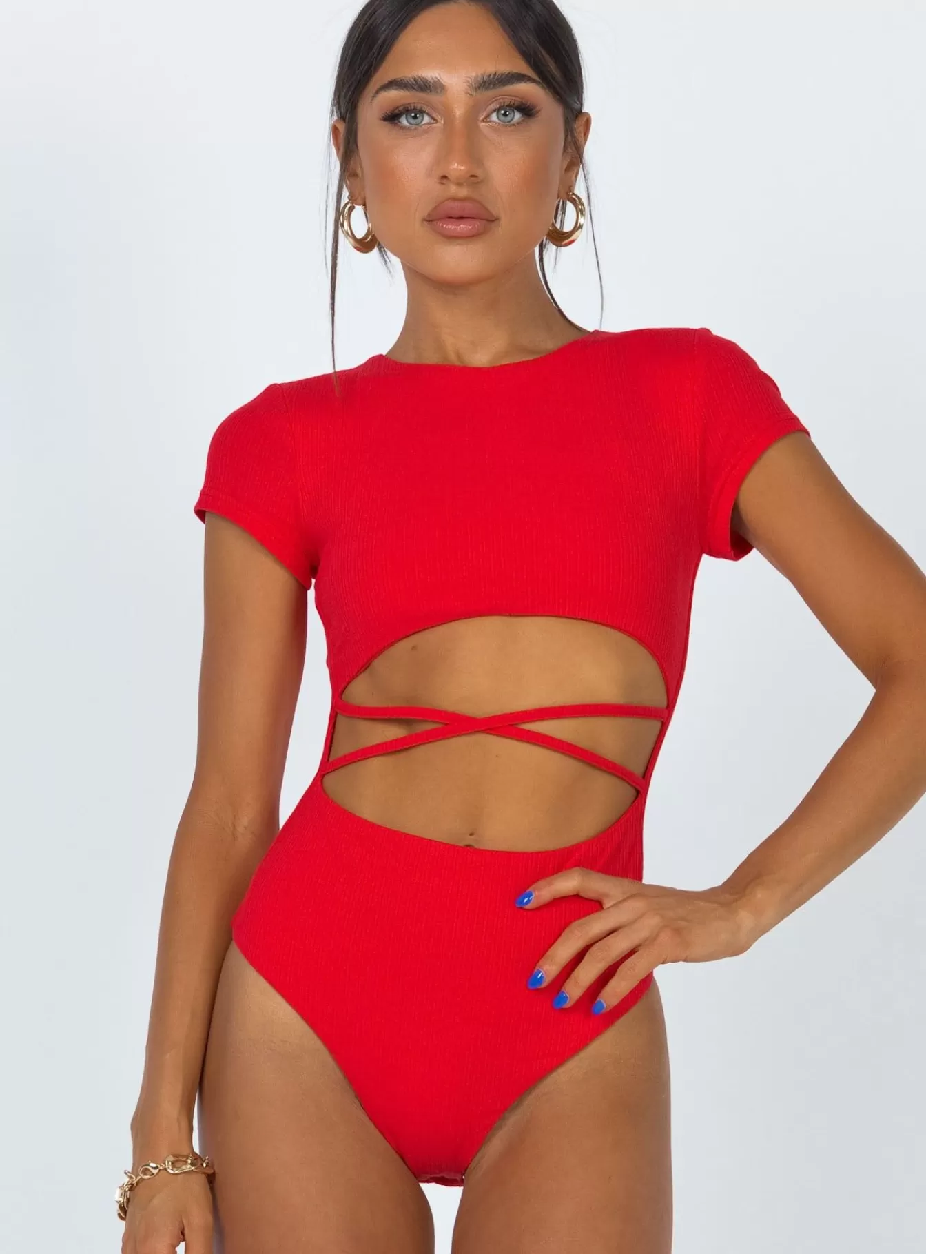 Princess Polly Party Tops | Nicola Bodysuit Red