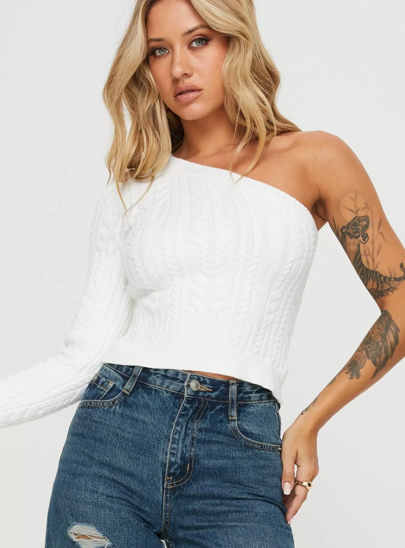 Princess Polly Long Sleeve Tops | Nikea One Shoulder Top White