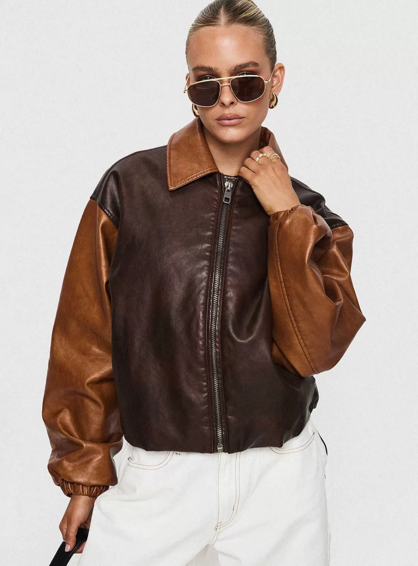 Princess Polly Leather Jackets | Nirvana Bomber Jacket Chocolate