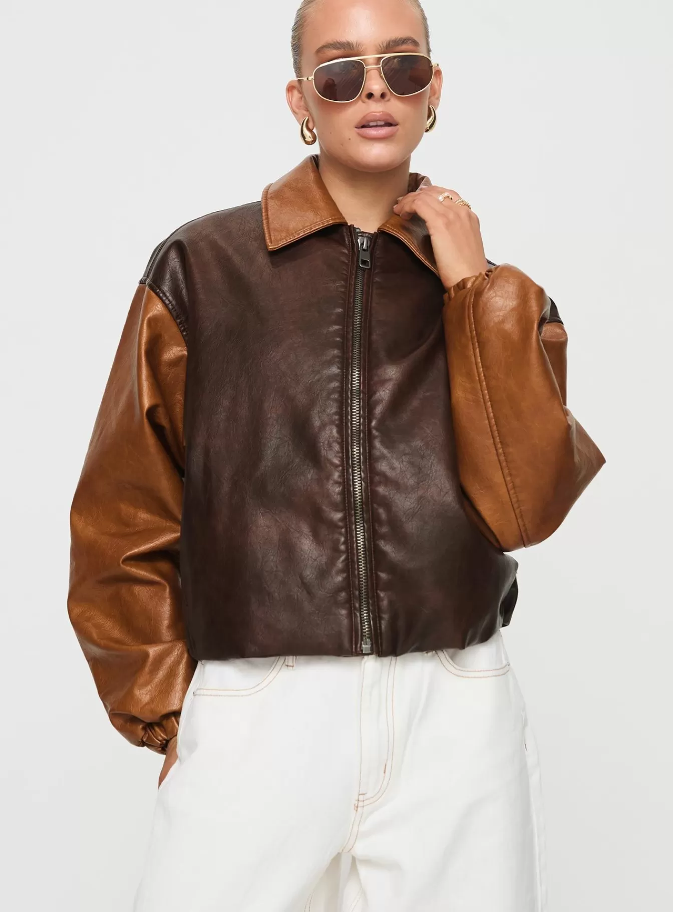 Princess Polly Leather Jackets | Nirvana Bomber Jacket Chocolate