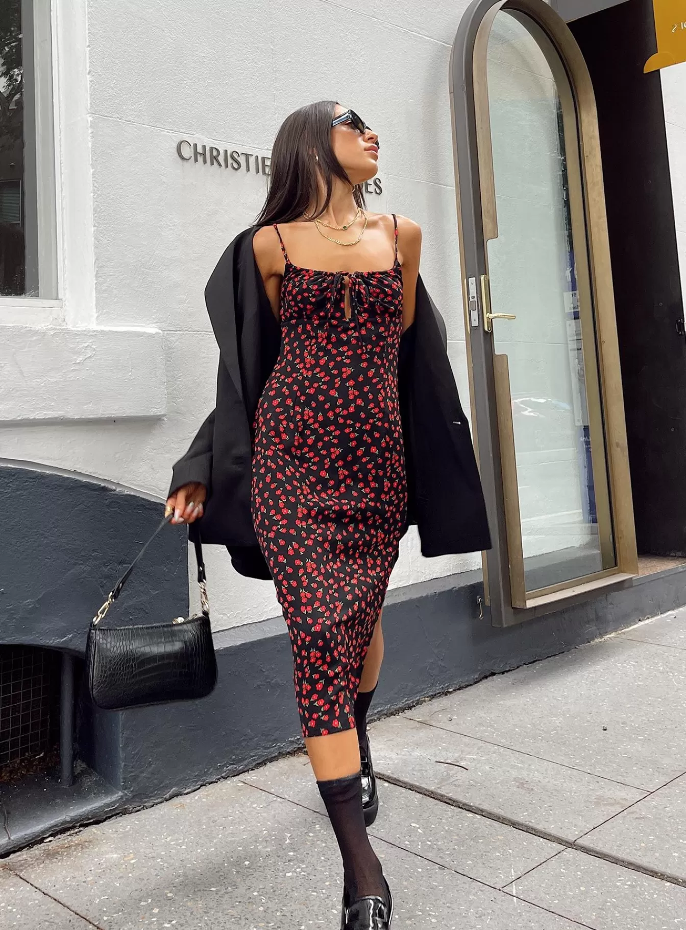 Princess Polly Midi Dresses | Noda Midi Dress Black/Red
