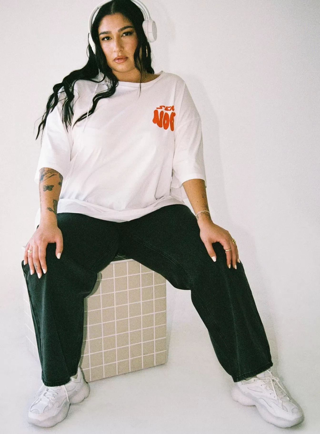Princess Polly Casual Tops | Noods Oversized Tee Curve White