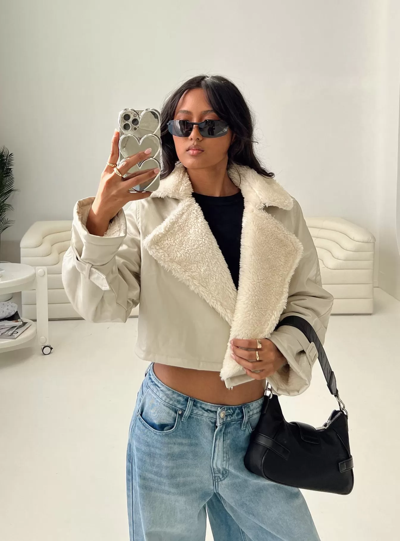 Princess Polly Leather Jackets | Off Duty Jacket Cream