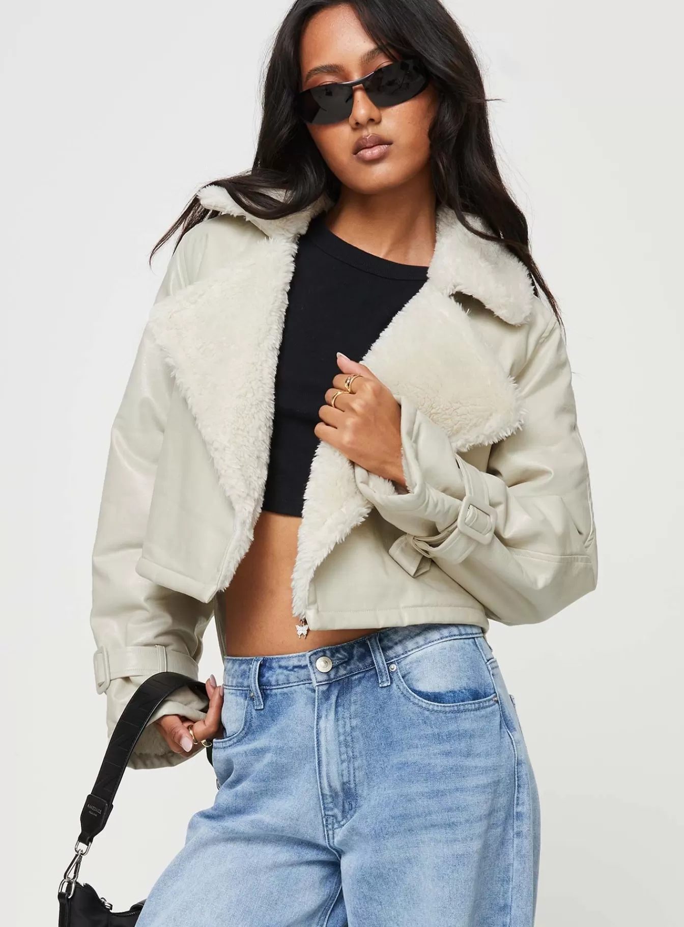 Princess Polly Leather Jackets | Off Duty Jacket Cream