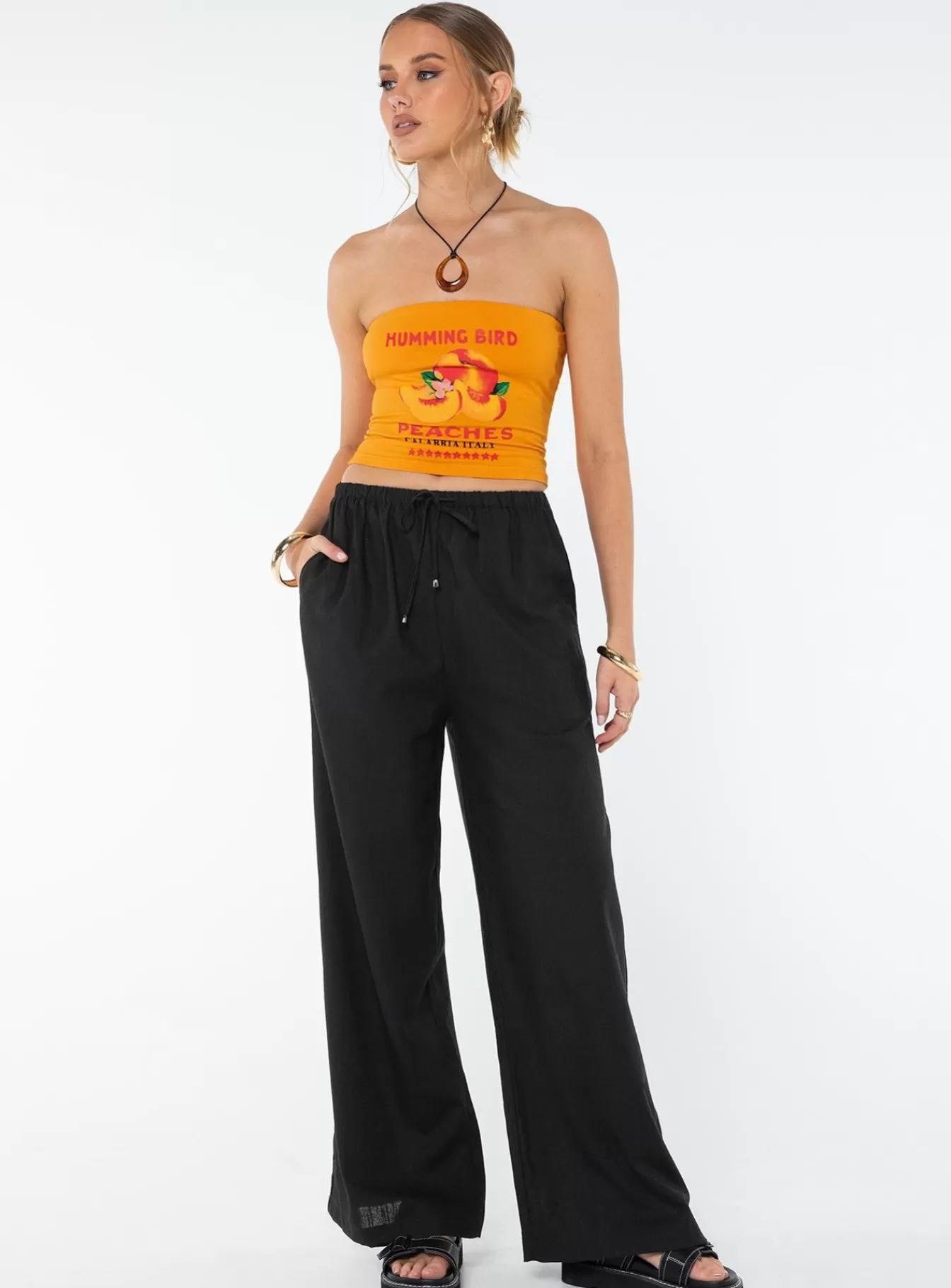 Princess Polly Pants | Ogilvie Linen Blend Pants Black