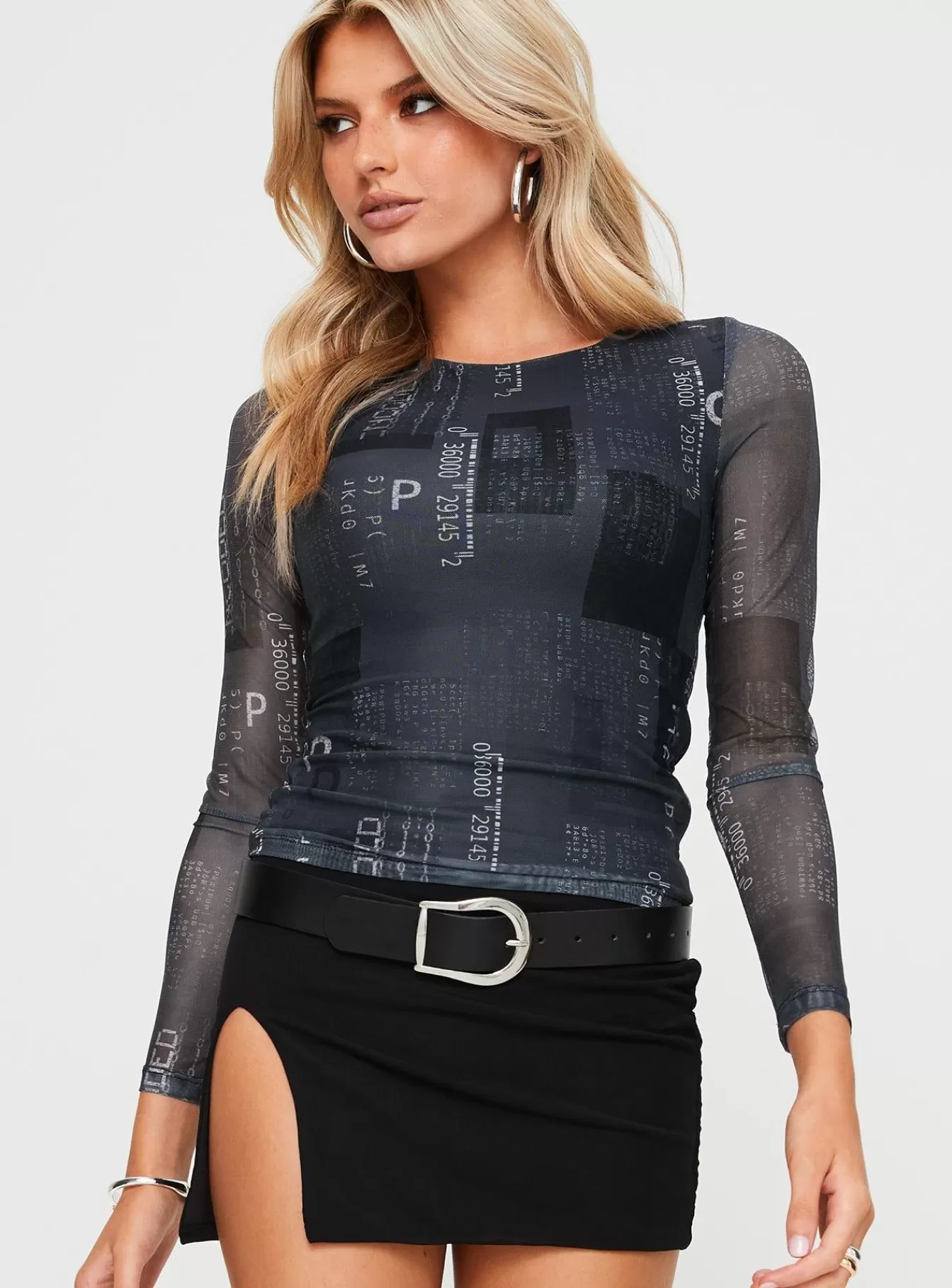 Princess Polly Party Tops | Okuda Long Sleeve Top Black