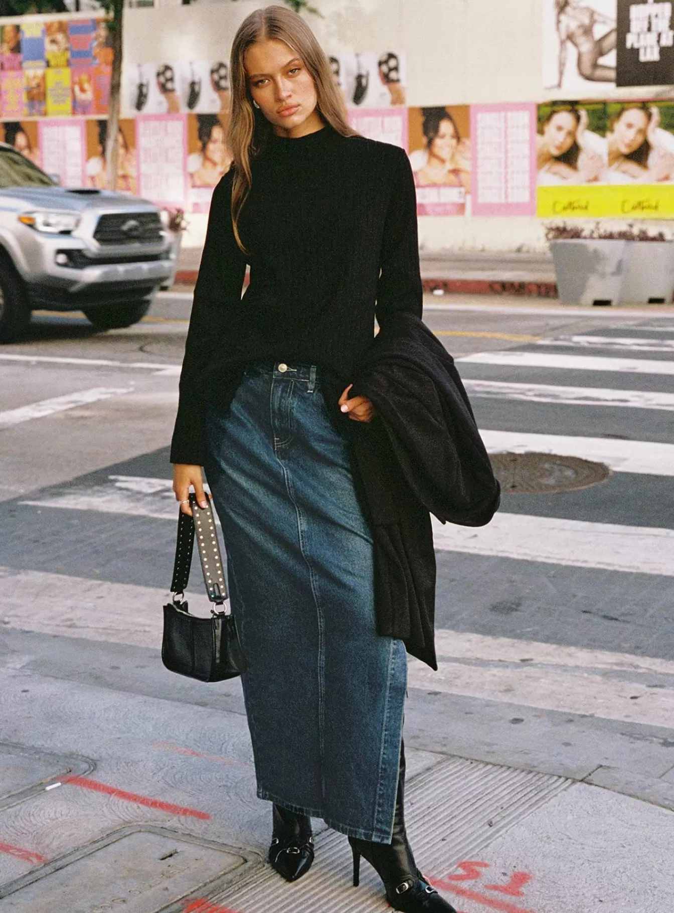 Princess Polly Skirts | Orillia Denim Midi Skirt Dark Wash Dark Wash Denim