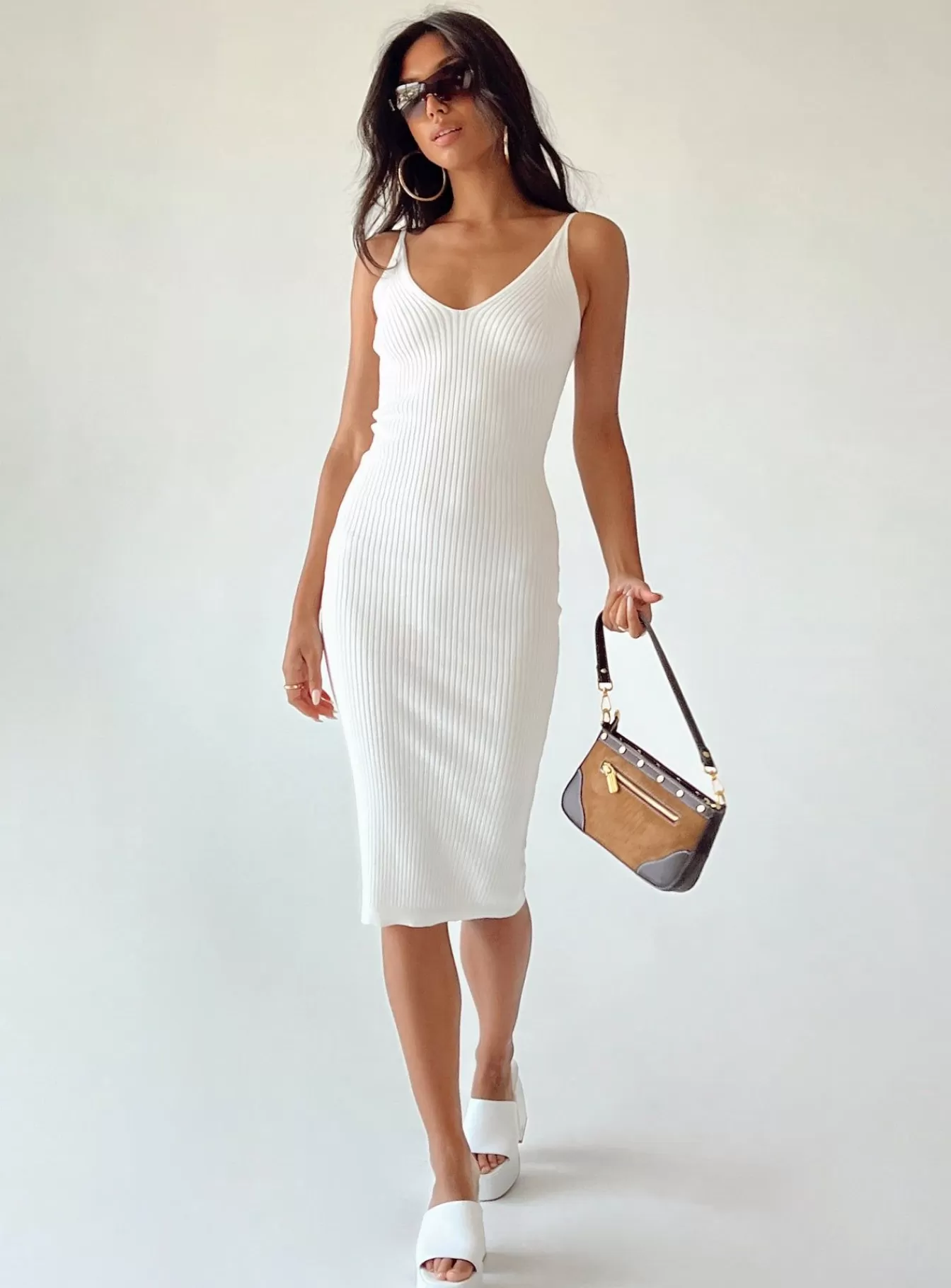Princess Polly Midi Dresses | Oxford Midi Dress White