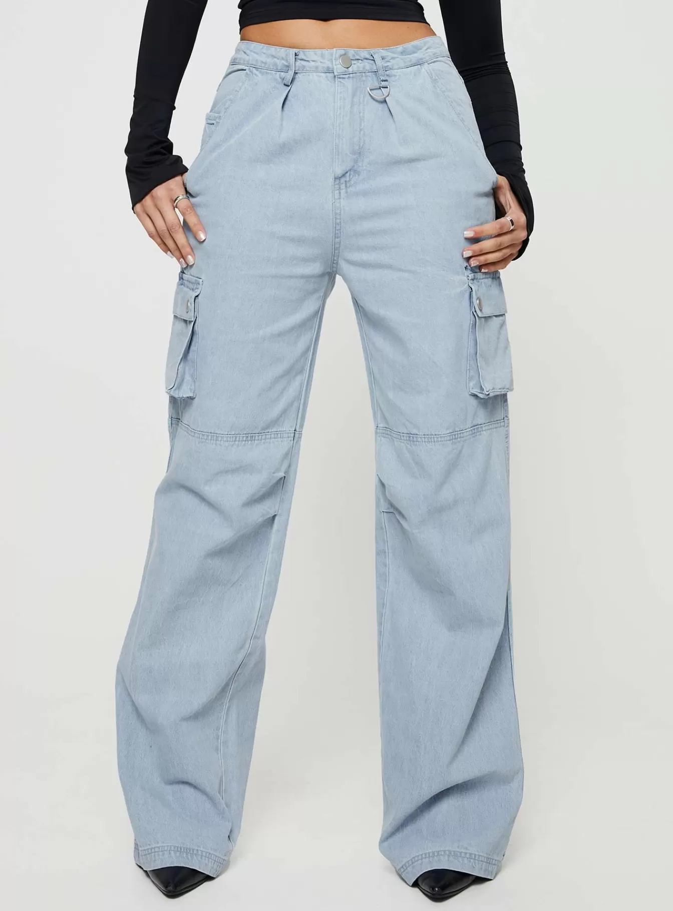 Princess Polly Jeans | Paige Mid Rise Cargo Jean Light Wash