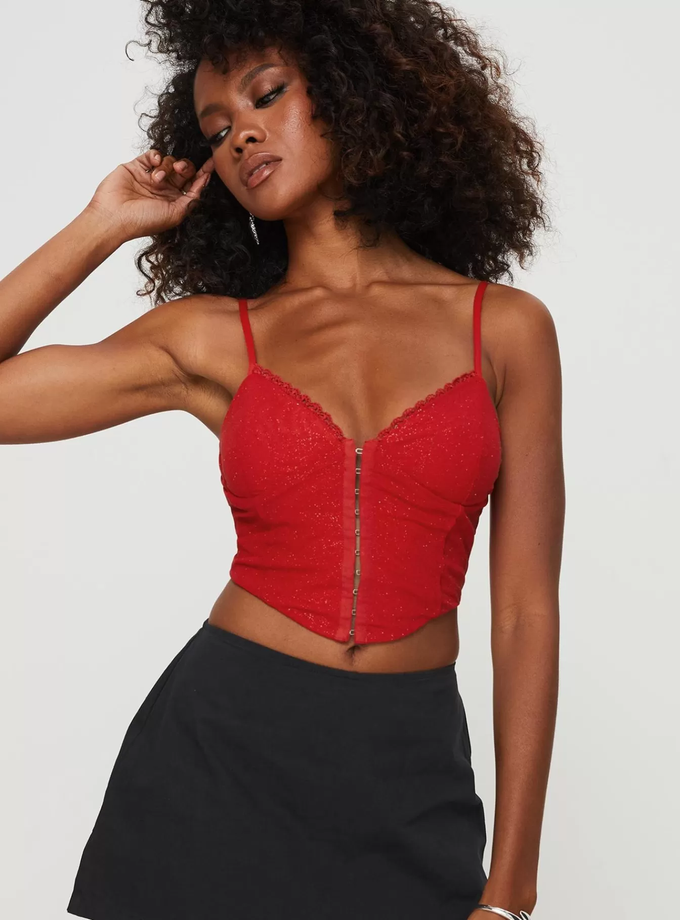 Princess Polly Corsets & Bustiers | Palisade Corset Top Glitter Red