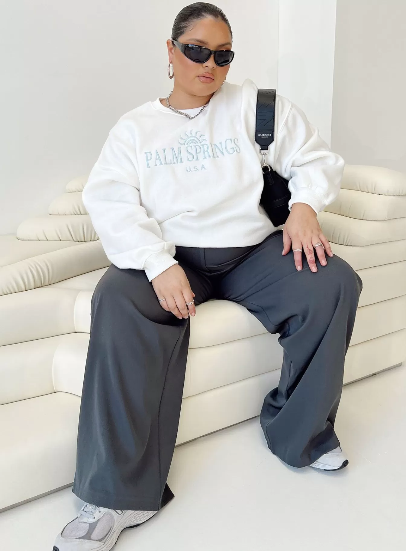 Princess Polly Sweatshirts & Hoodies | Palm Springs Sweatshirt Curve White