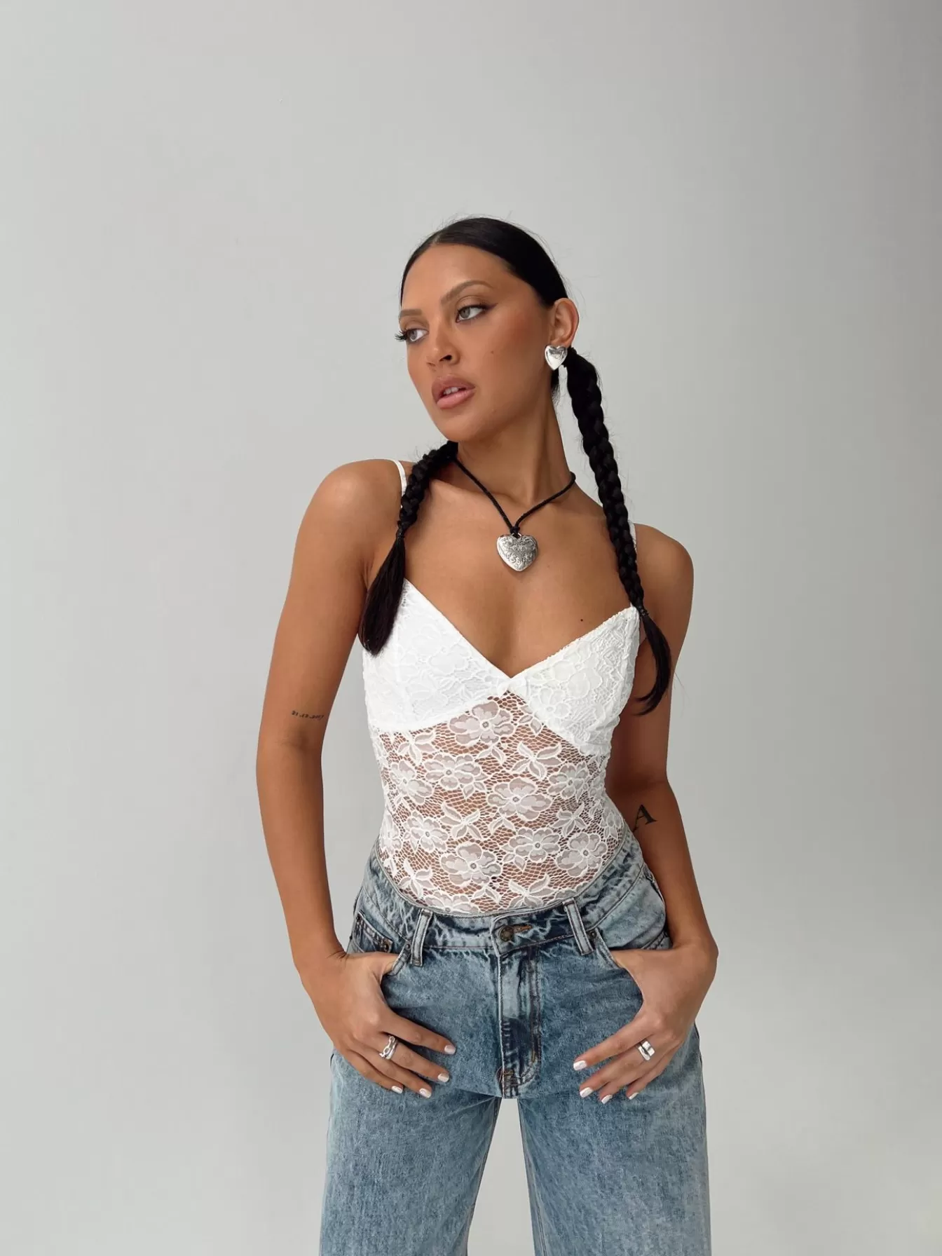 Princess Polly Spring Tops | Pennard Lace Bodysuit White