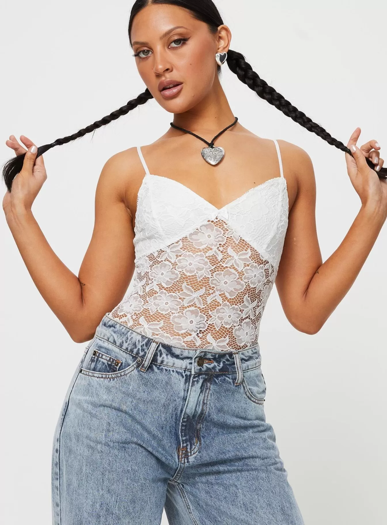 Princess Polly Spring Tops | Pennard Lace Bodysuit White