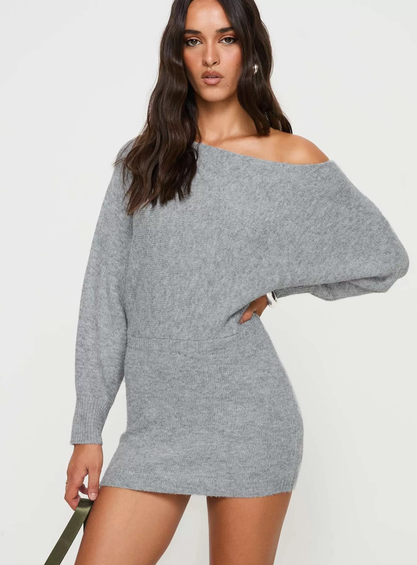 Princess Polly Mini Dresses | Peregrine Cold Shoulder Mini Dress Grey