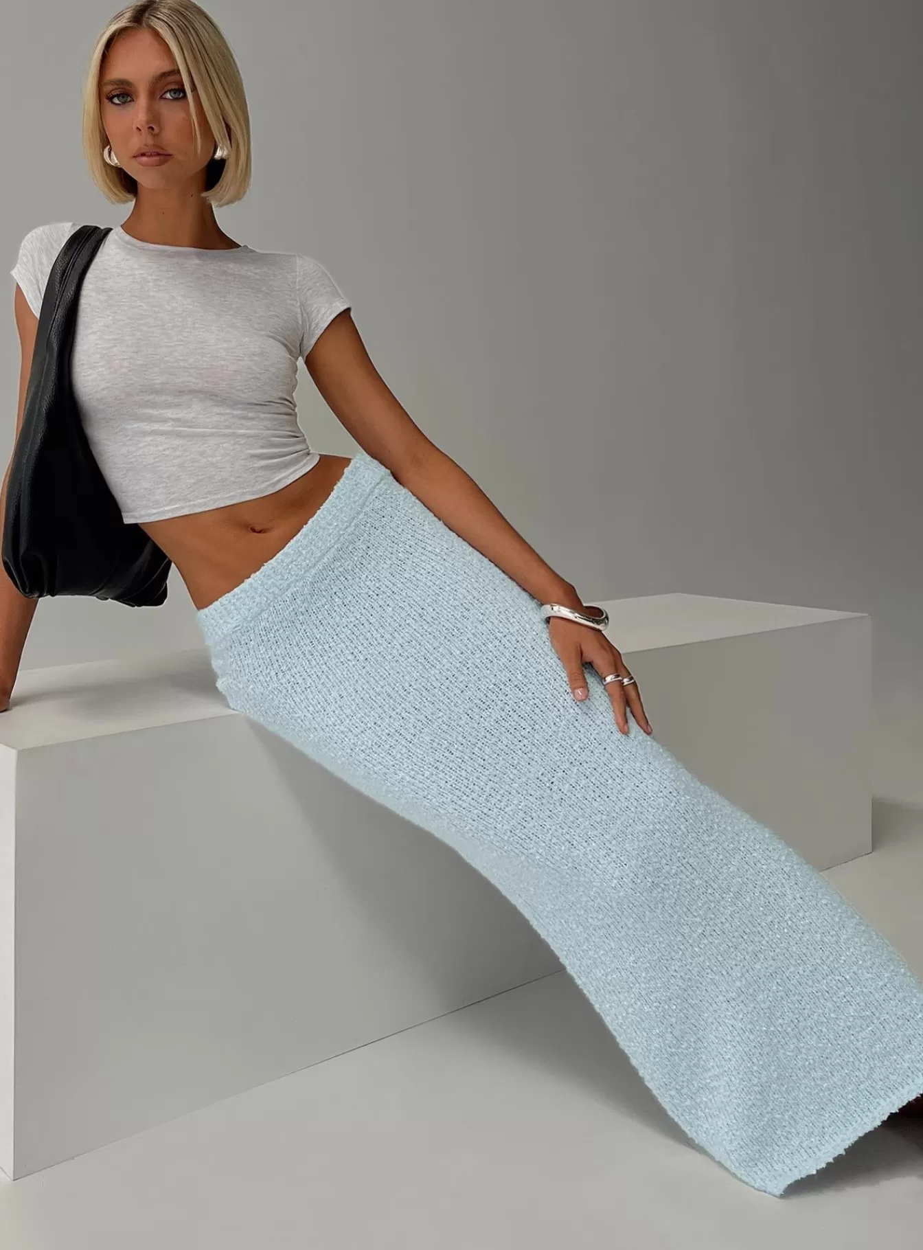 Princess Polly Skirts | Ponce Boucle Maxi Skirt Light Blue