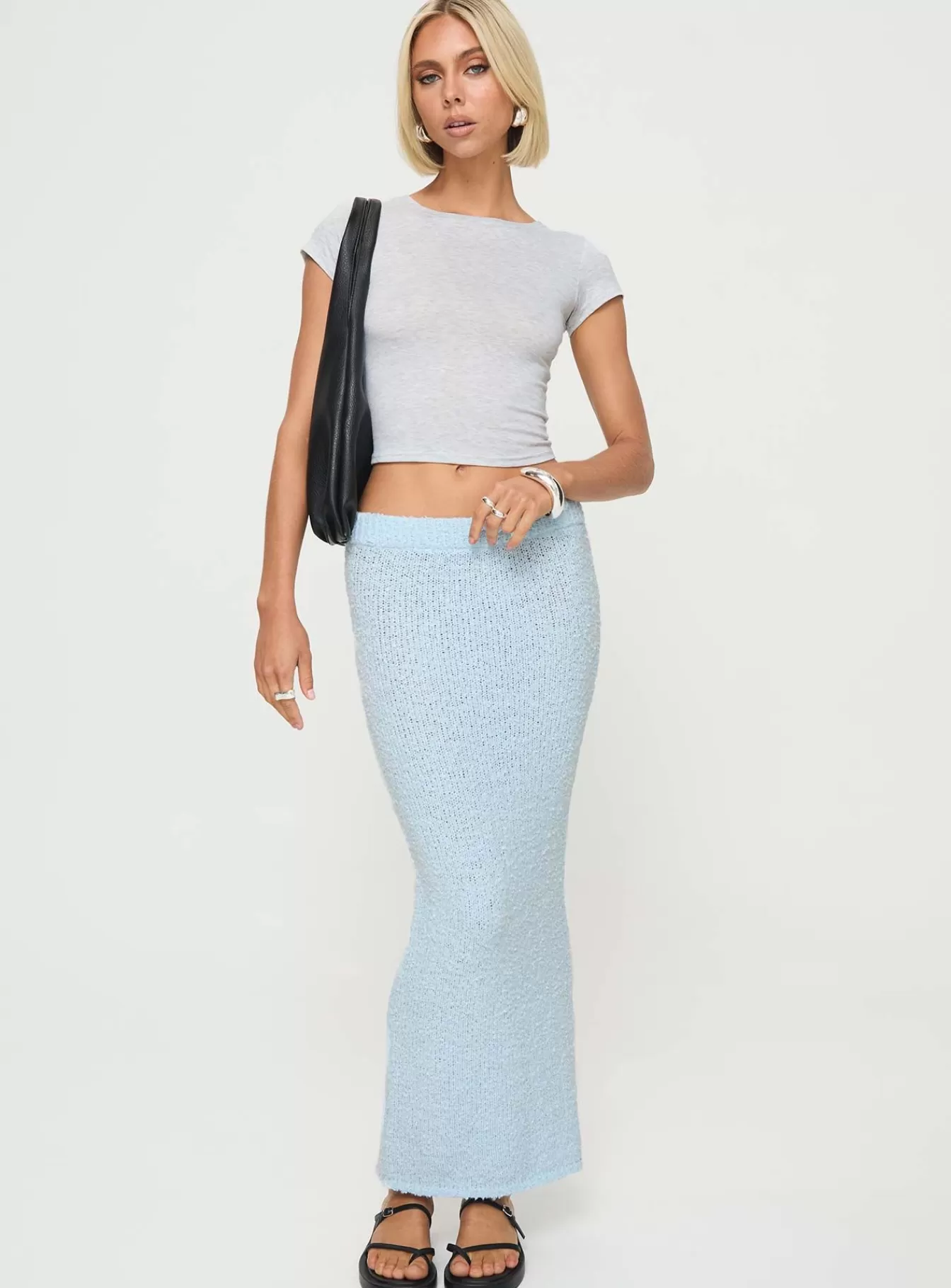 Princess Polly Skirts | Ponce Boucle Maxi Skirt Light Blue