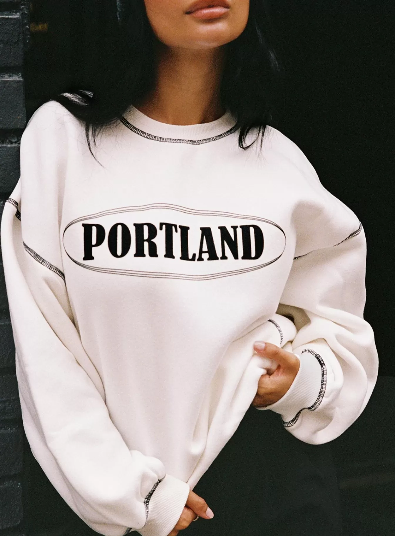 Princess Polly Sweatshirts & Hoodies | Portland Oversized Crewneck Sweatshirt White