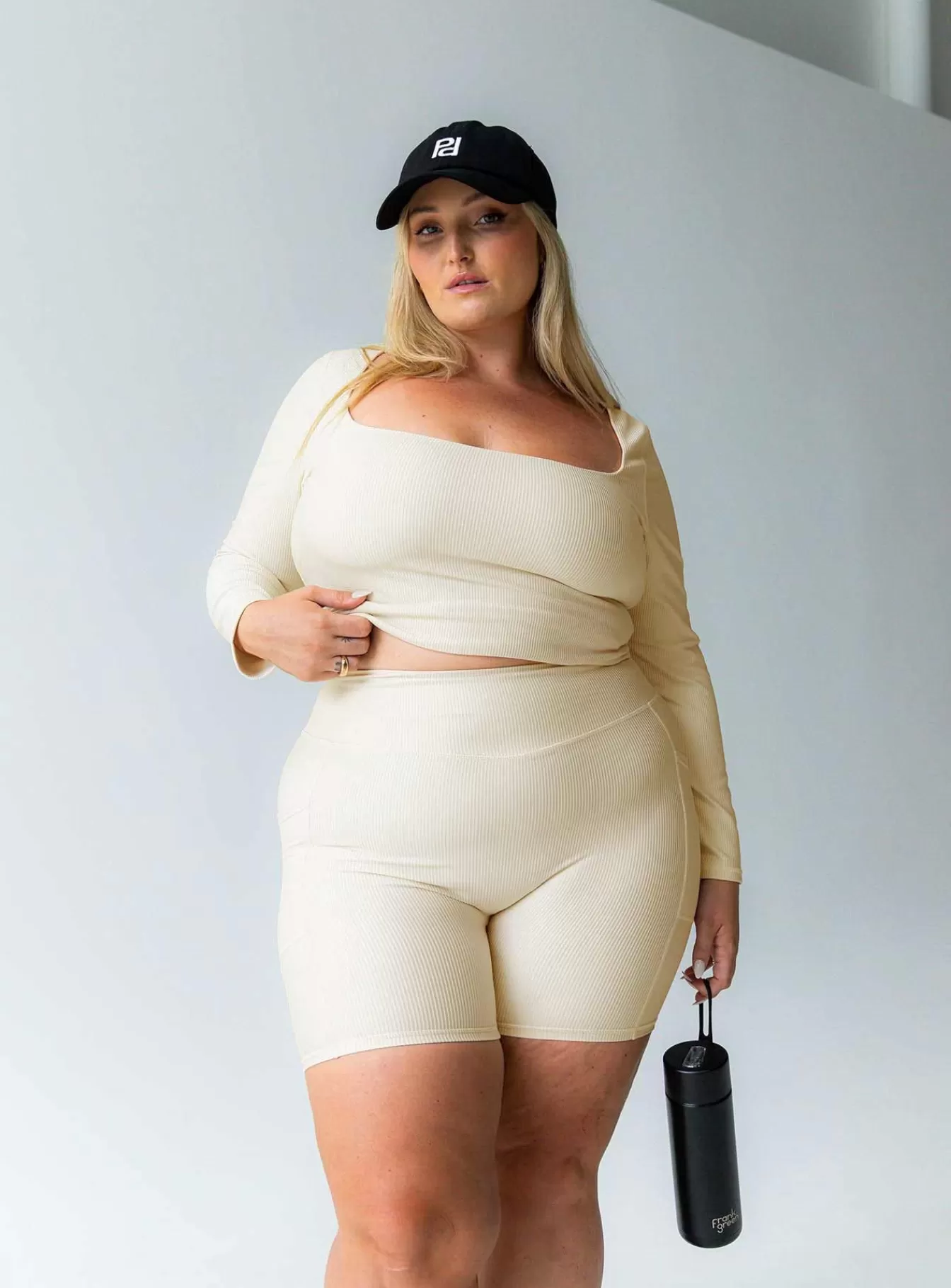 Princess Polly Shorts | Power Activewear Rib Shorts Curve Latte