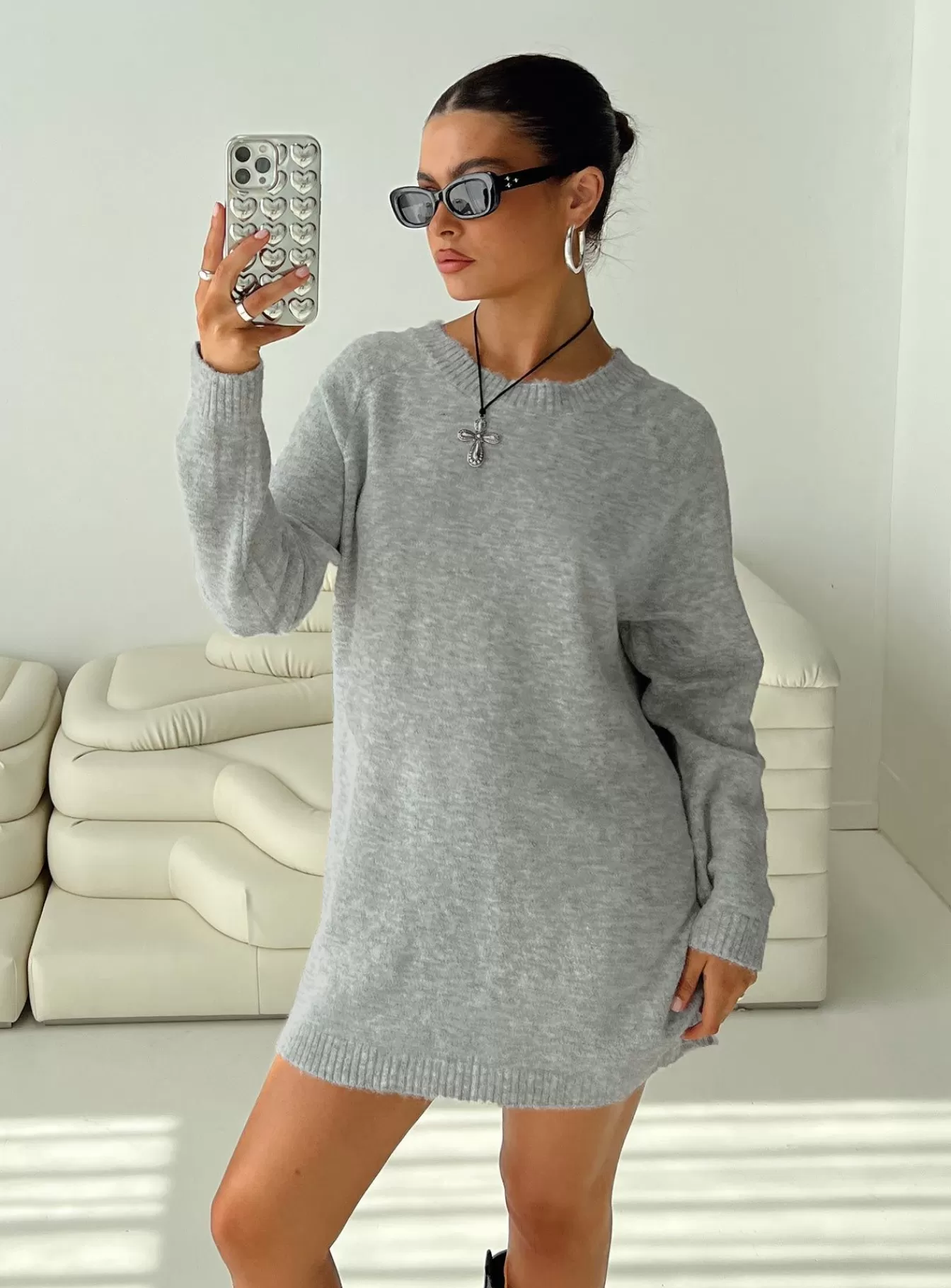Princess Polly Mini Dresses | Prewitt Sweater Mini Dress Grey