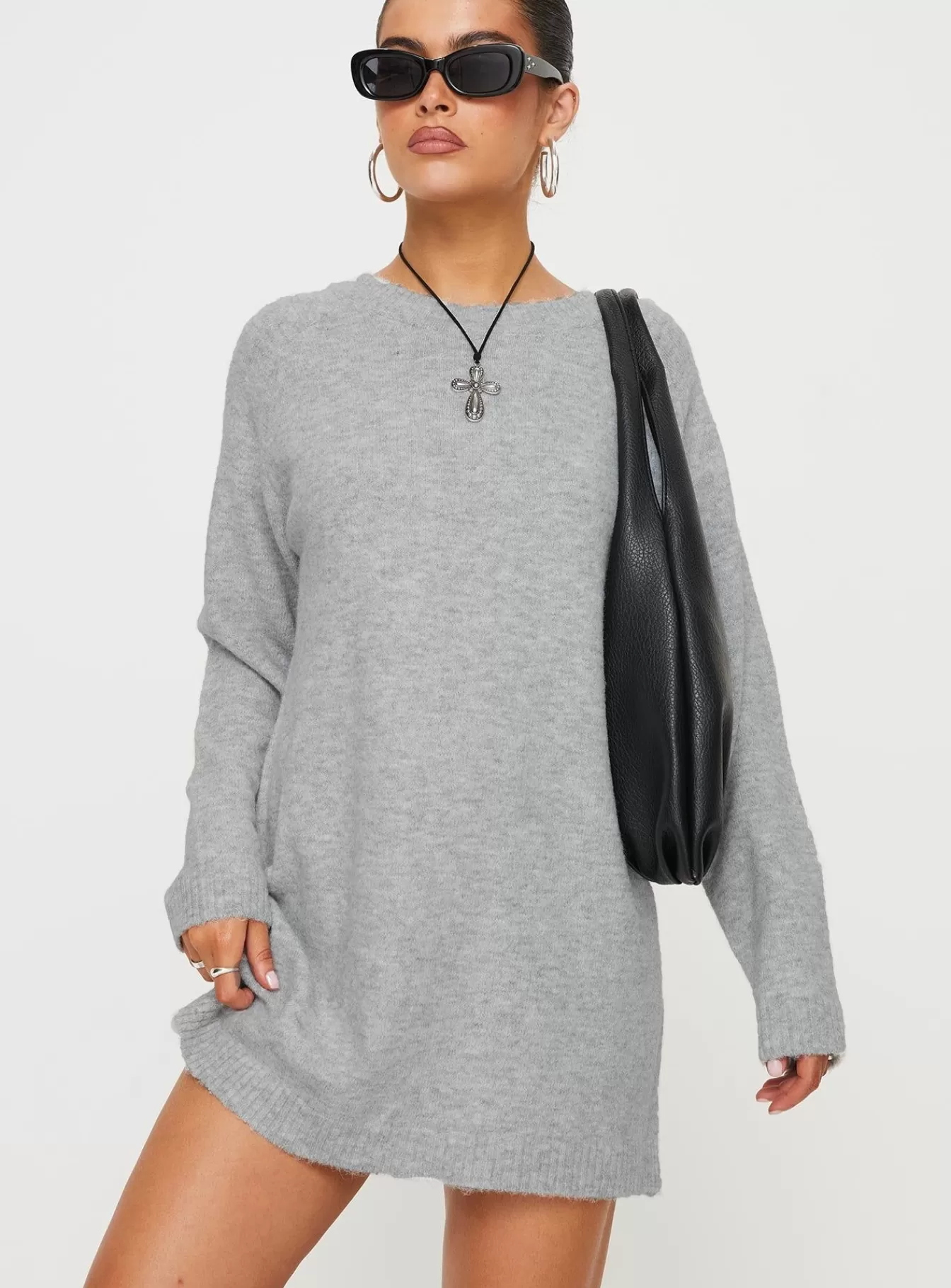 Princess Polly Mini Dresses | Prewitt Sweater Mini Dress Grey