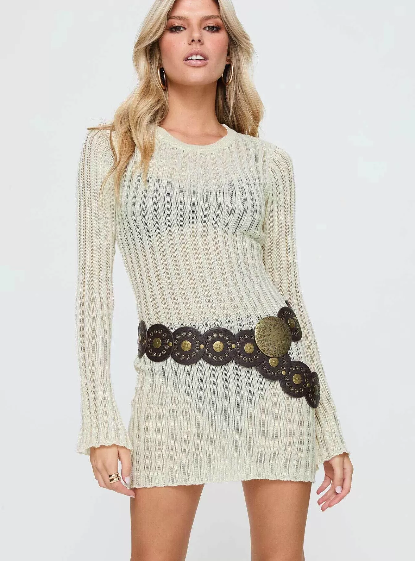 Princess Polly Mini Dresses | Primmie Long Sleeve Mini Dress Cream