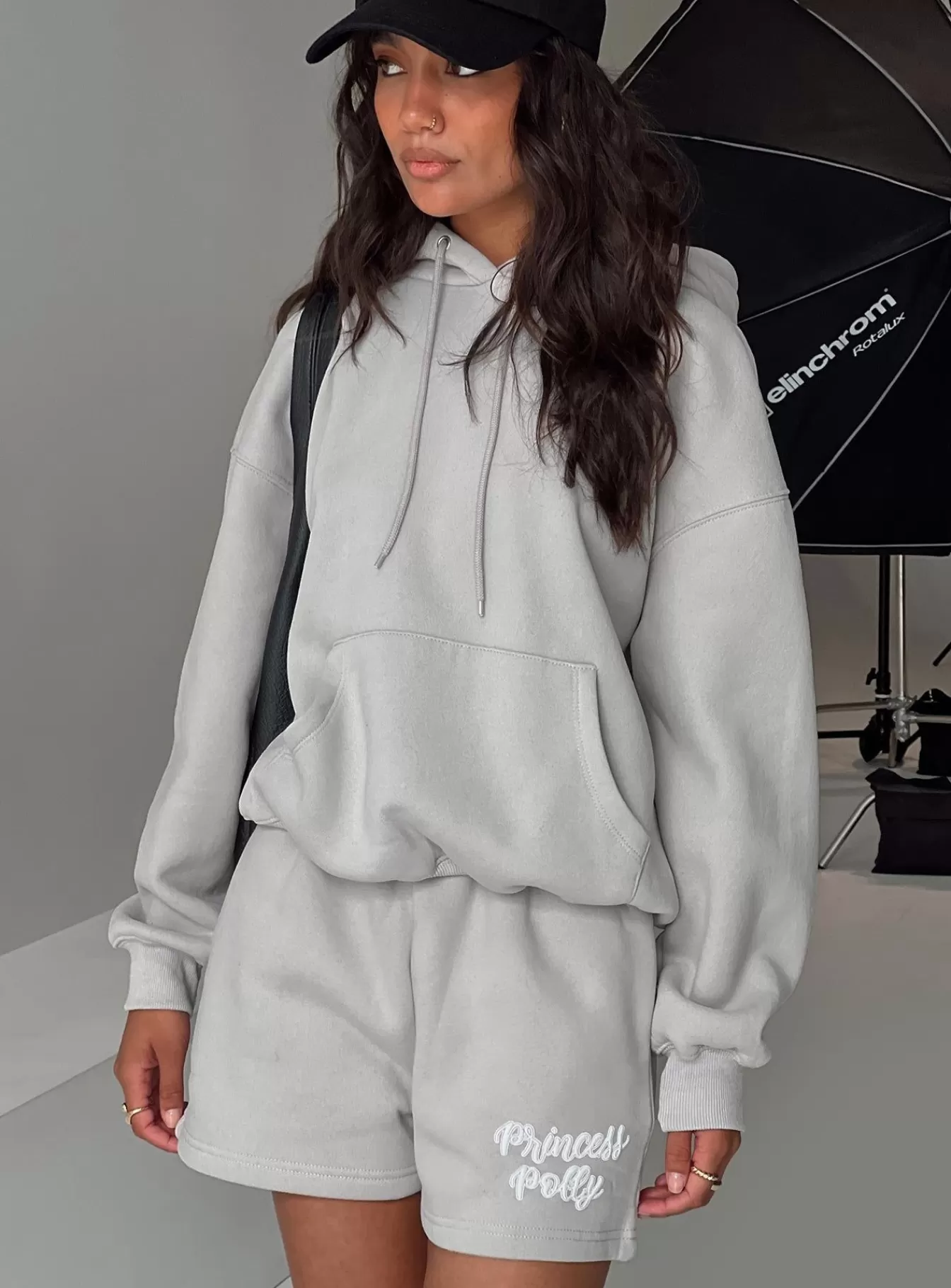 Princess Polly Sweatshirts & Hoodies | Hooded Sweatshirt Puff Text Grey